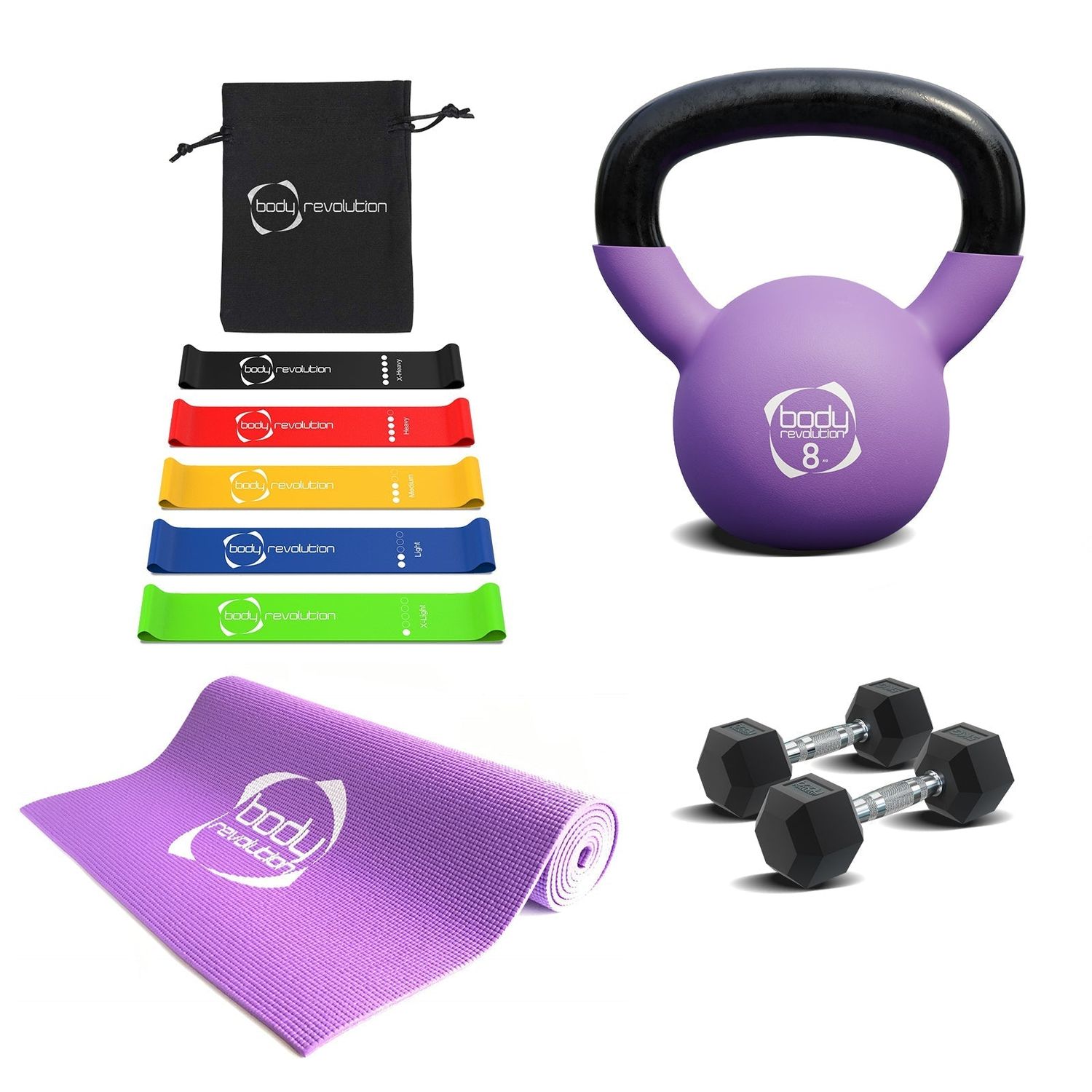 MonsterShop Home Strength Training Bundles - Dumbbells+ Kettlebell + Yoga Mat +