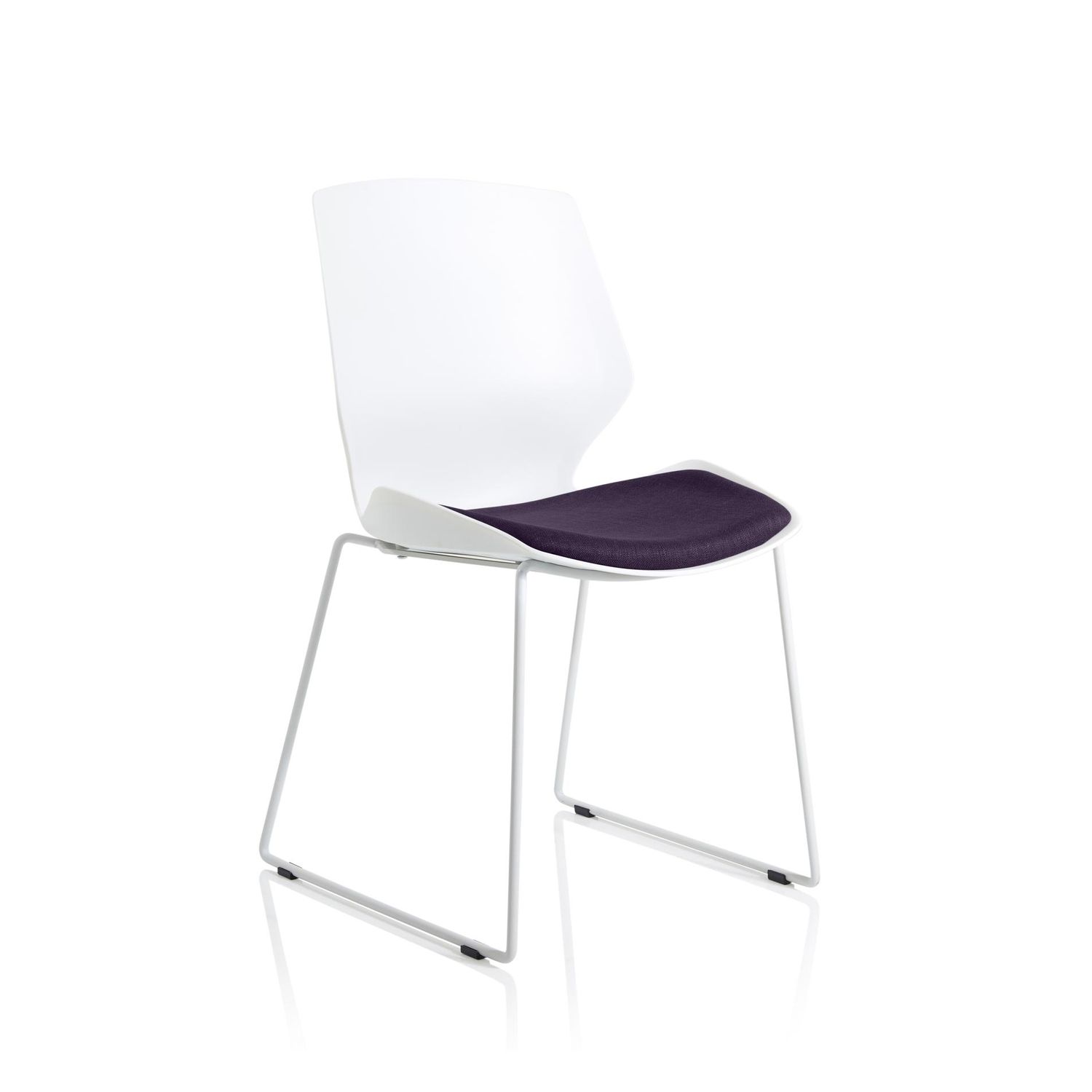 Chiro Florence Sled White Frame Bespoke Tansy Purple Fabric Visitor Chair