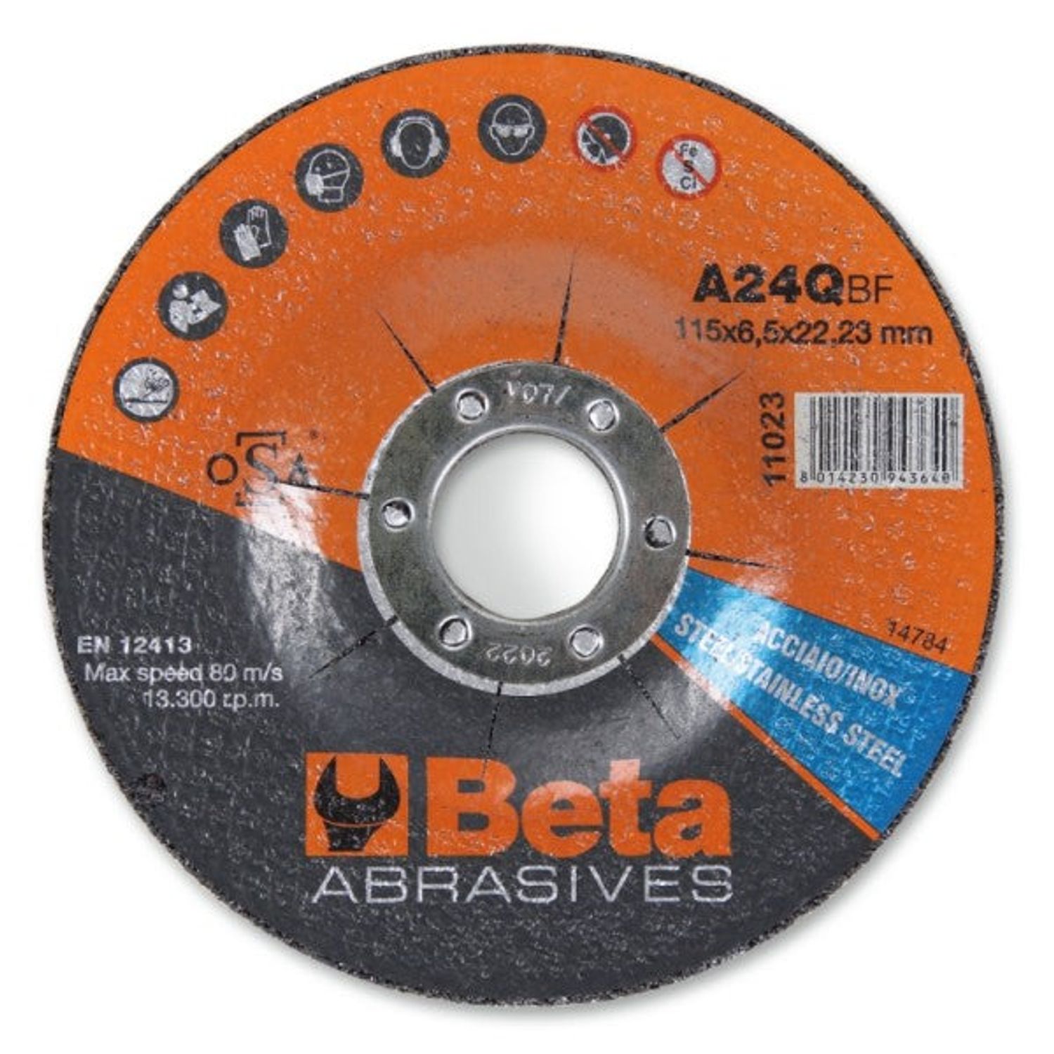 Beta 11023 230X6, 5-Steel-Inox Grinding Disc Depressed