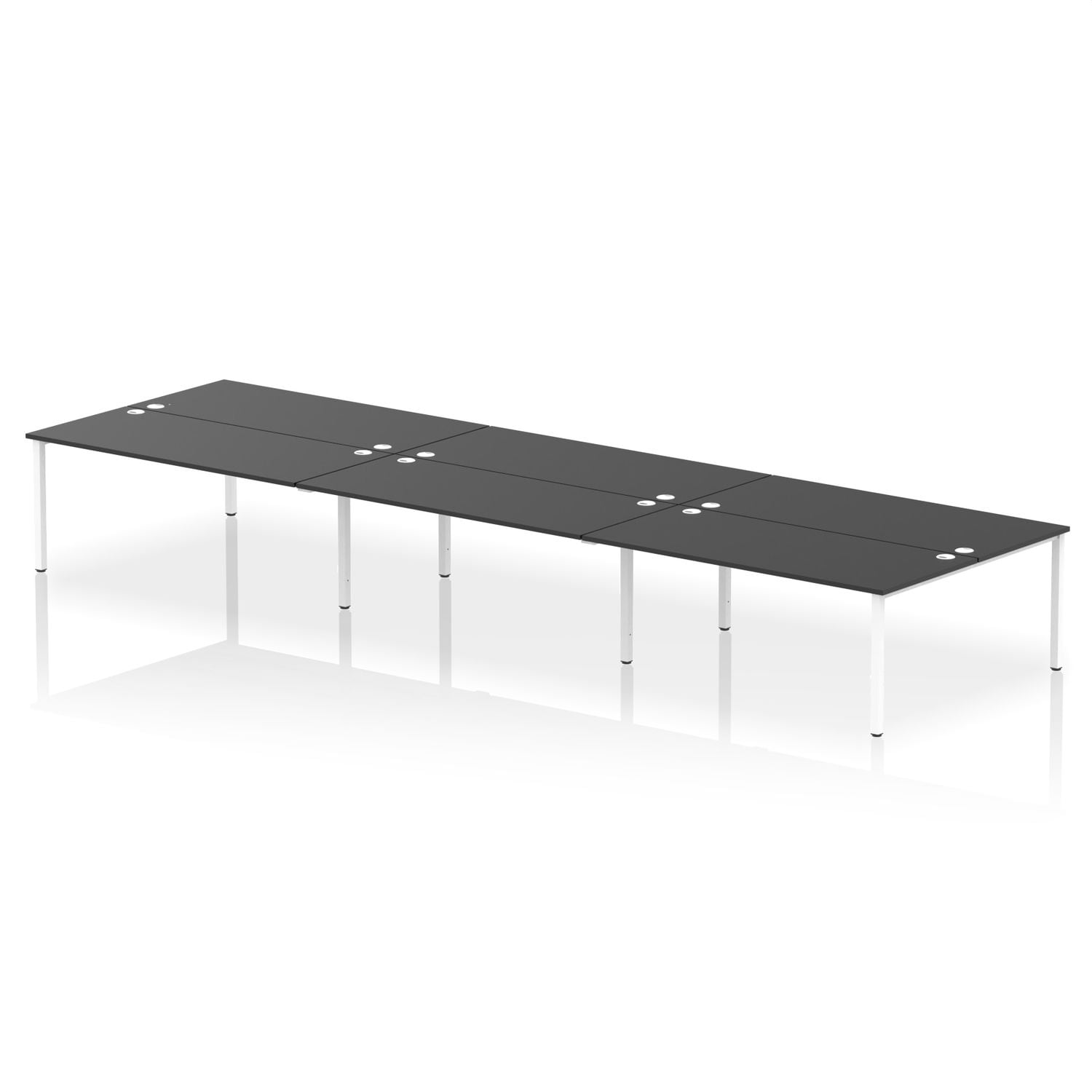 Impulse Bench B2B 6 Person 1800mm White Frame Office Bench Desk Black
