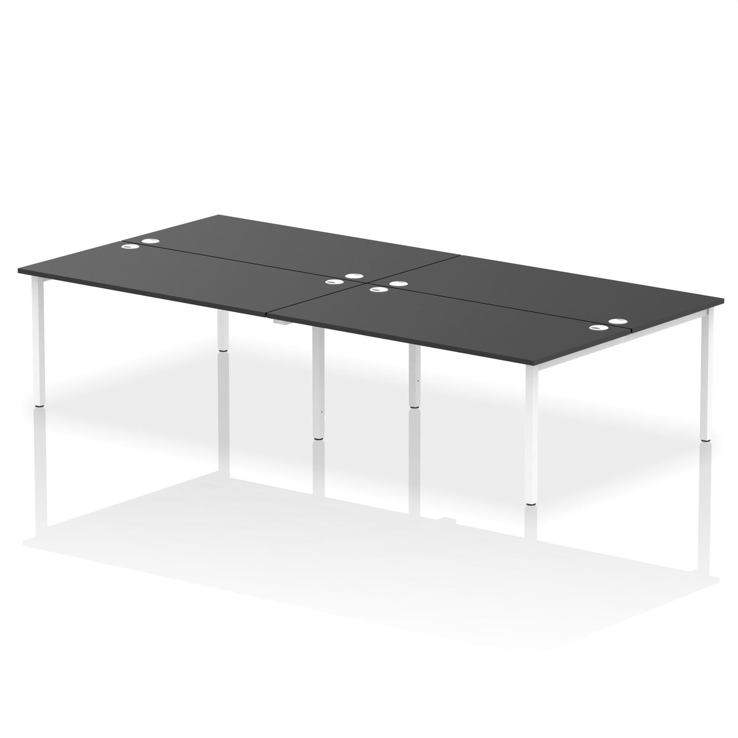Impulse Bench B2B 4 Person 1600mm White Frame Office Bench Desk Black