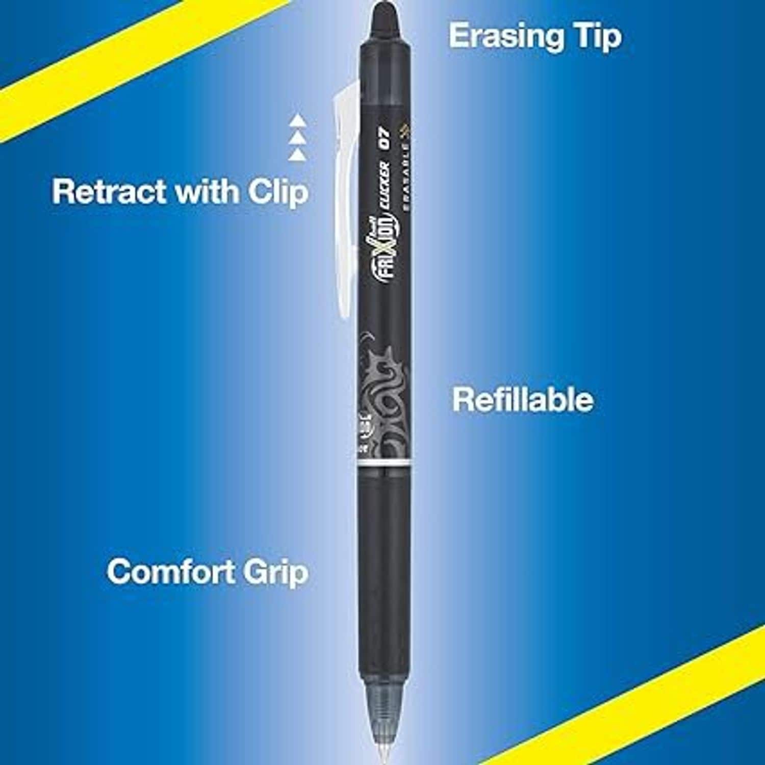 Pilot FriXion Ball Click 0.7 Bk 12 Pens+12 Refills