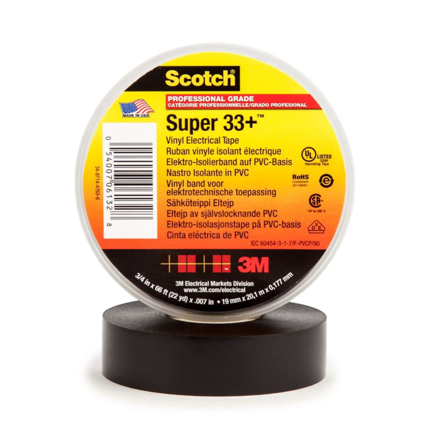 3M Vinyl Electrical Tape Super 33+ Black 19 mm x 33 M- you get 72