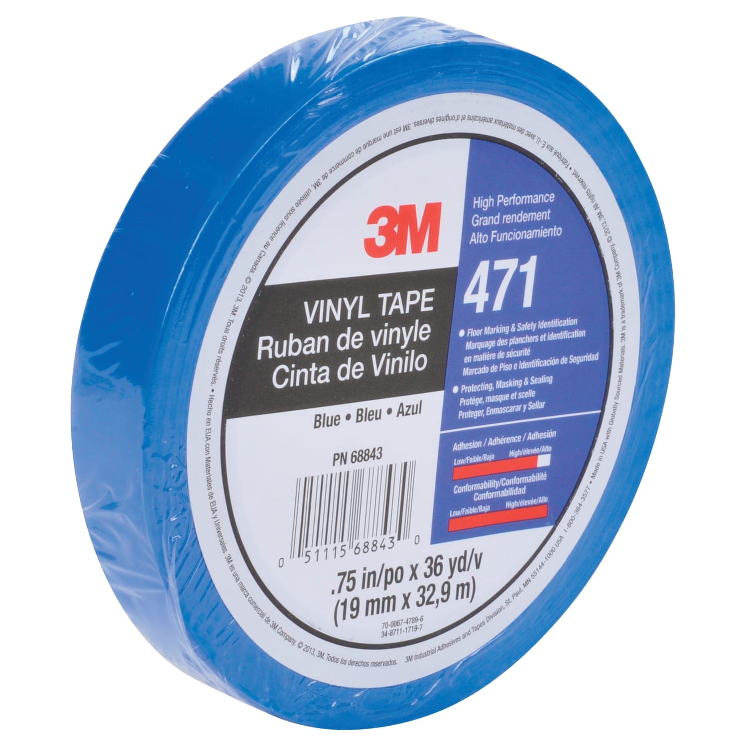 3M Lane and Safety Marking Tape 471F Blue 12 mm x 33 M 0.14 Mm- you get 12