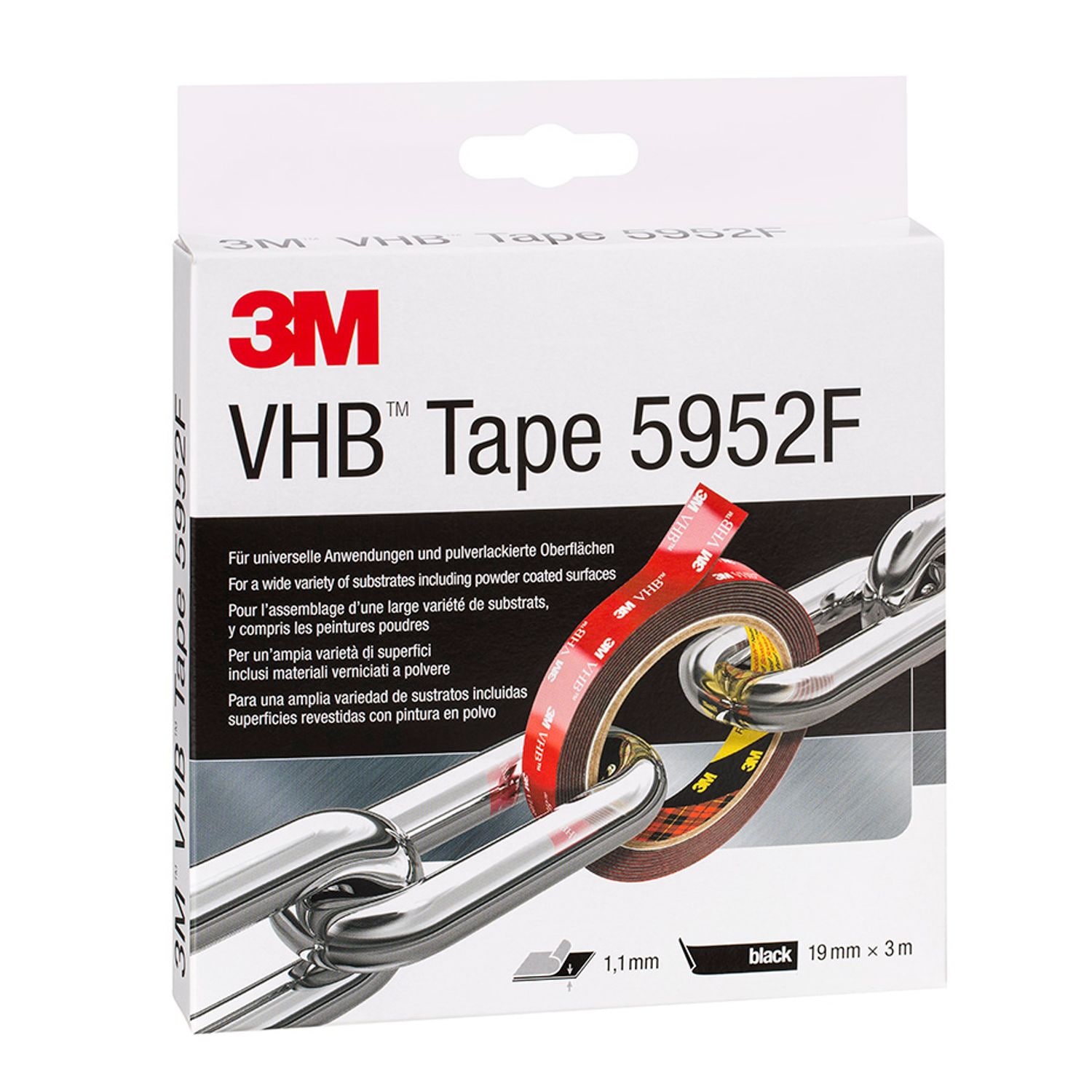 3M Tape 5952F Black 19 mm x 3 M 1.1 Mm- you get 48