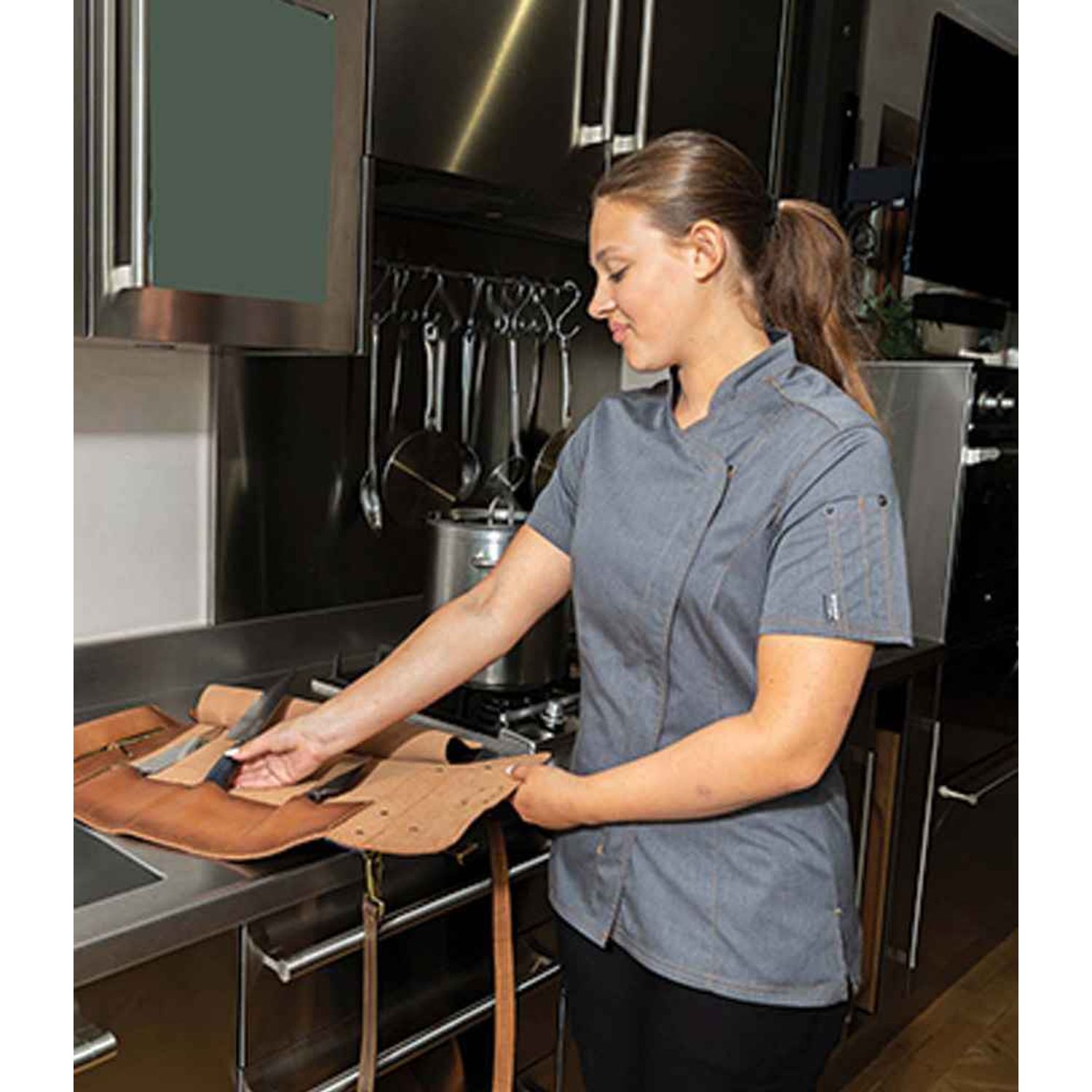 Le Chef Ladies Asymmetric Chef's Jacket Ladies Grey Heather - LE010 GYH 8