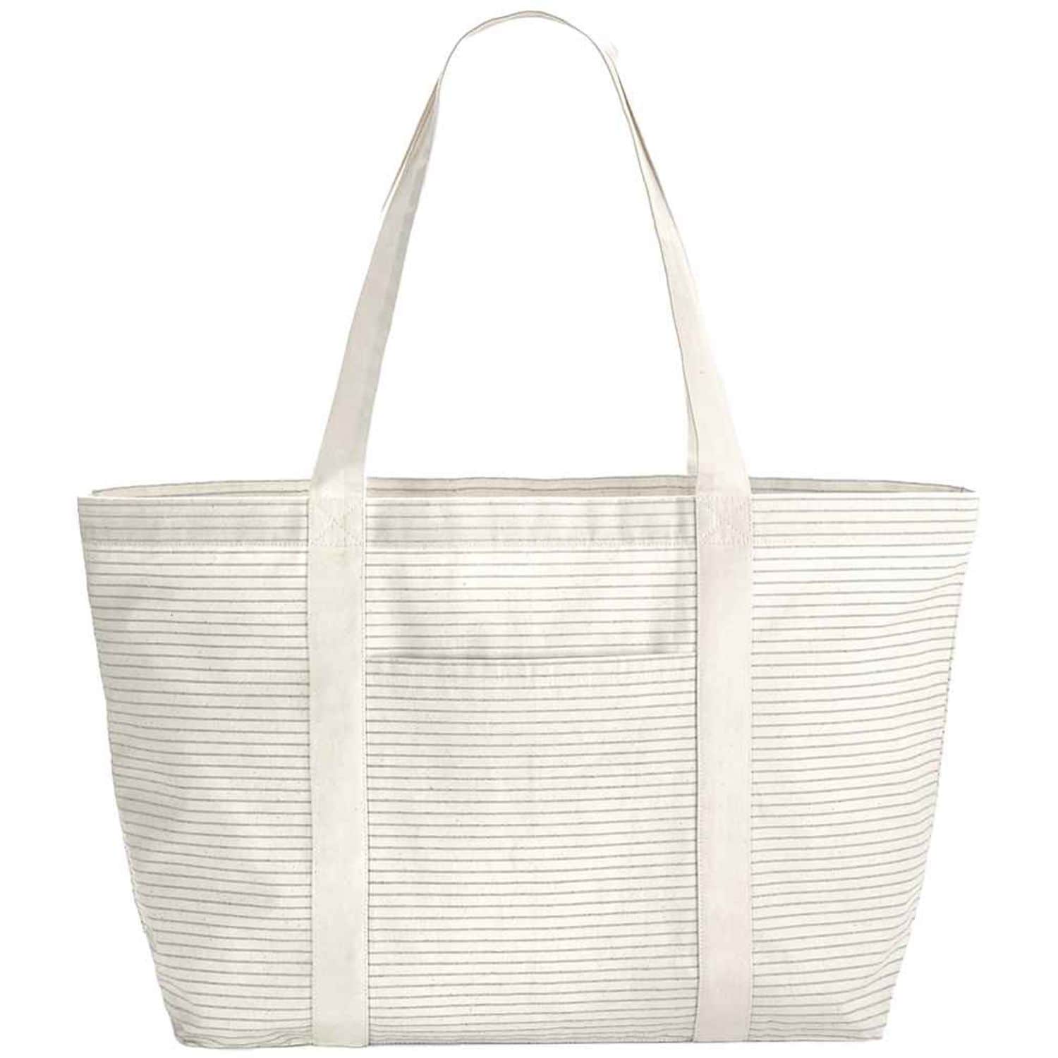 Westford Mill Striped Organic Cotton Shopper Grey Stripe - W255 GYS ONE