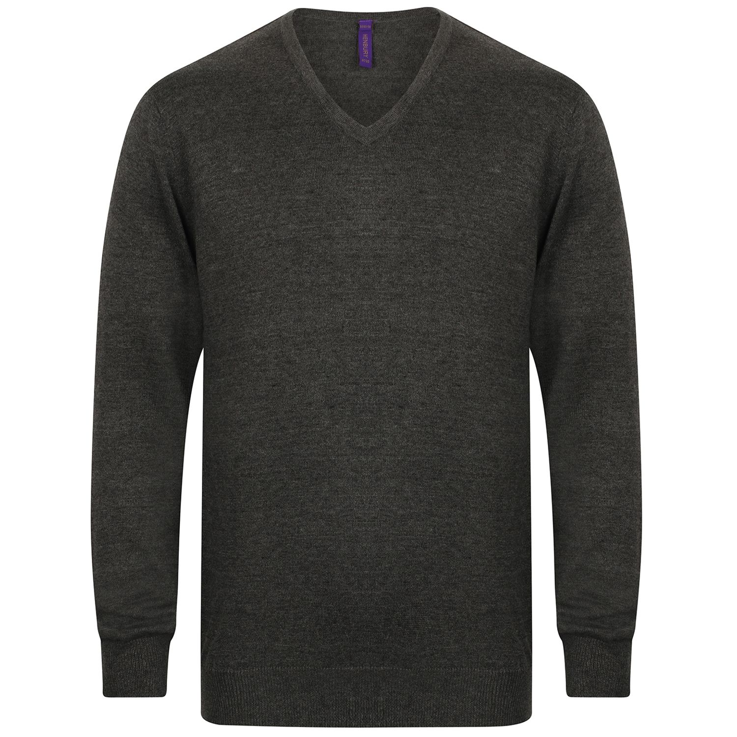 Henbury 12 Gauge V-Neck Jumper Grey Marl 4XL