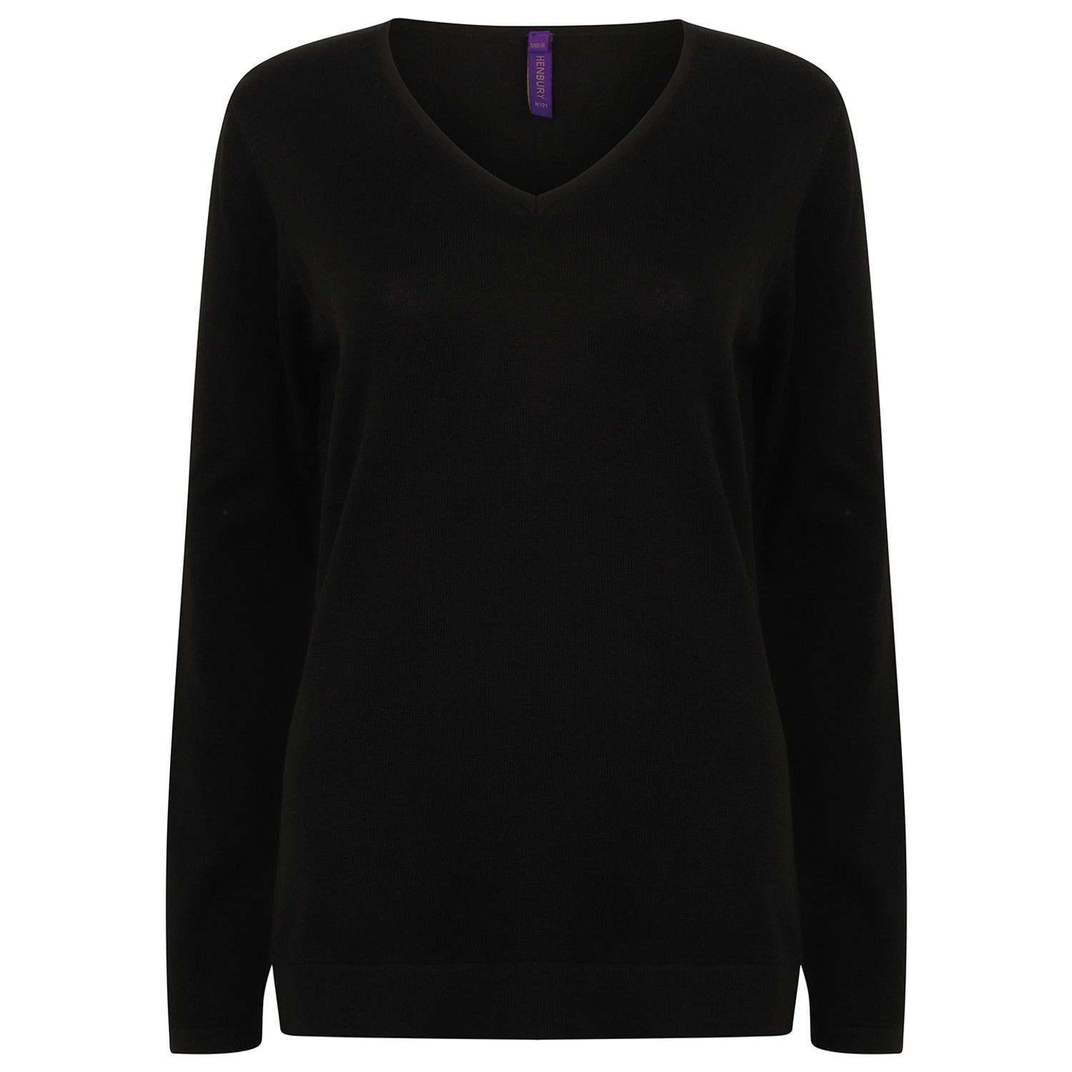 Henbury Women's 12 Gauge V-Neck Jumper Black 2XS