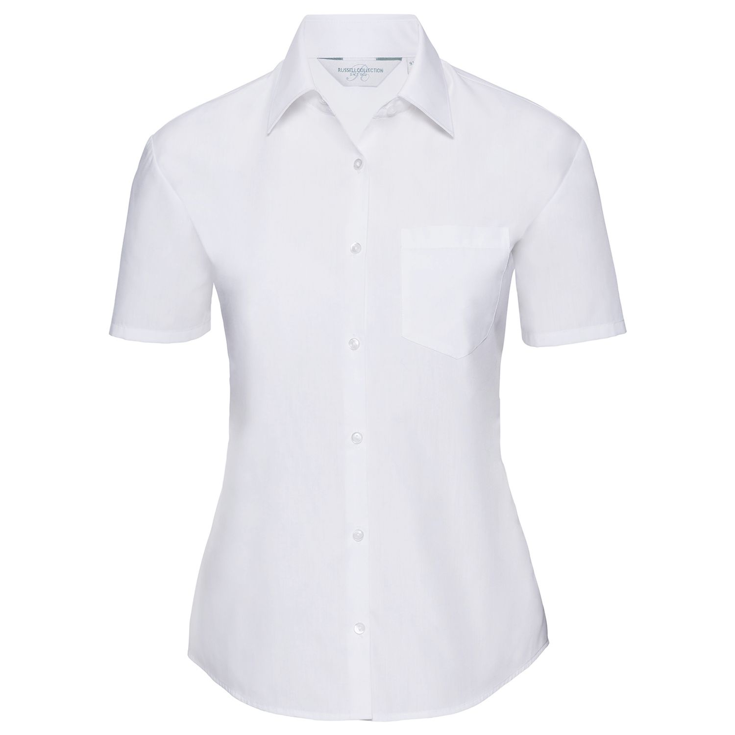 Russell Women's Short Sleeve Polycotton Easycare Poplin Shirt White XS