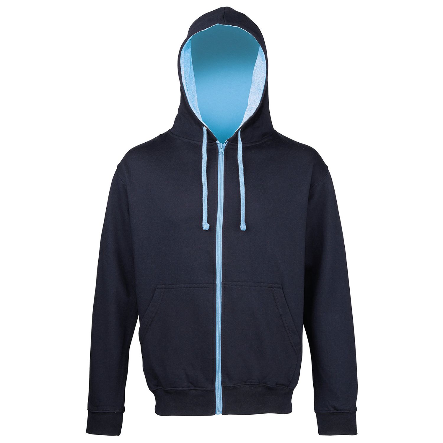 AWDis Just Hoods Varsity Zoodie Unisex New French Navy/Sky Blue 2XL