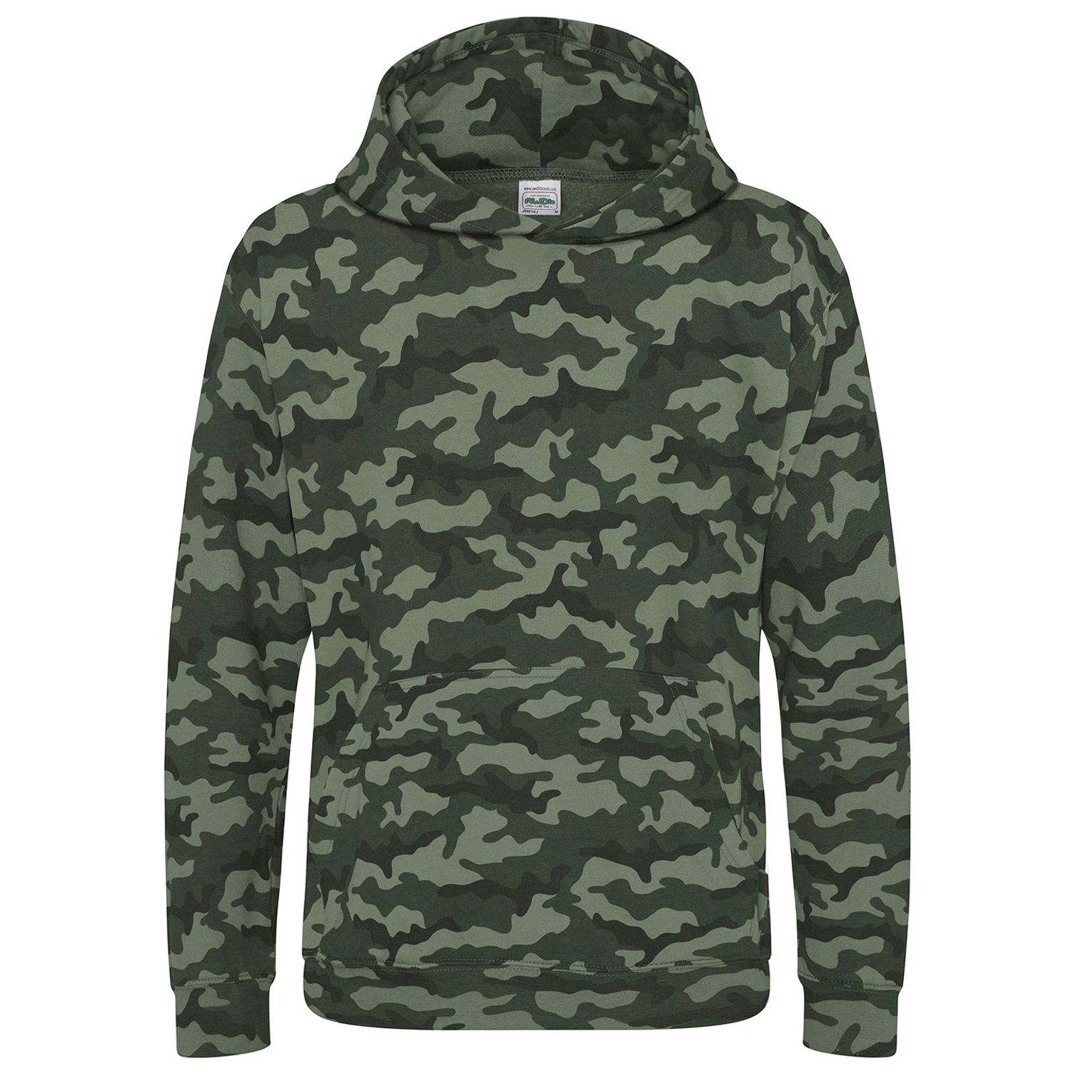 AWDis Just Hoods Kids Camo Hoodie Unisex Green Camo 911