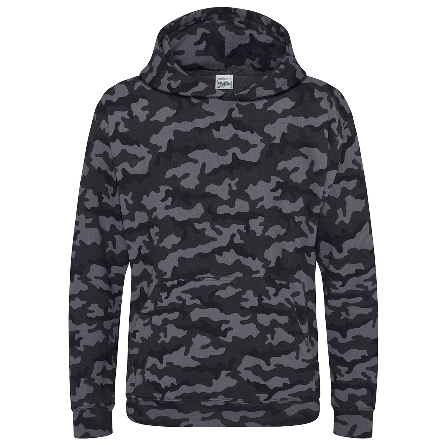 AWDis Just Hoods Kids Camo Hoodie Unisex Black Camo 78