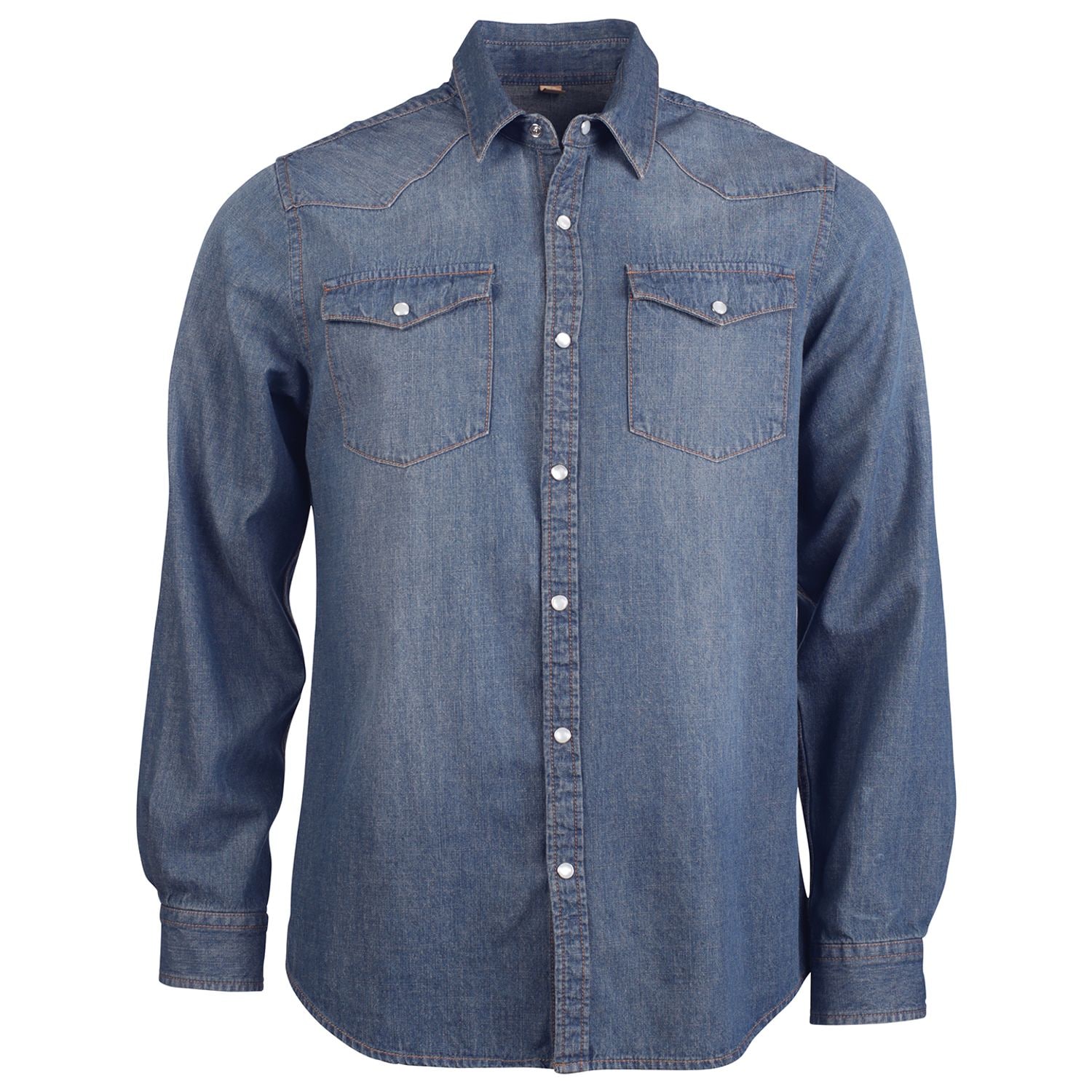Kariban Mens Long-Sleeved Denim Shirt Blue Jean 2XL