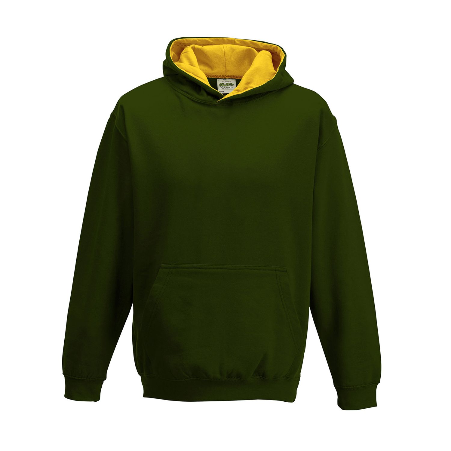 AWDis Just Hoods Kids Varsity Hoodie Unisex Forest Green/Gold 34