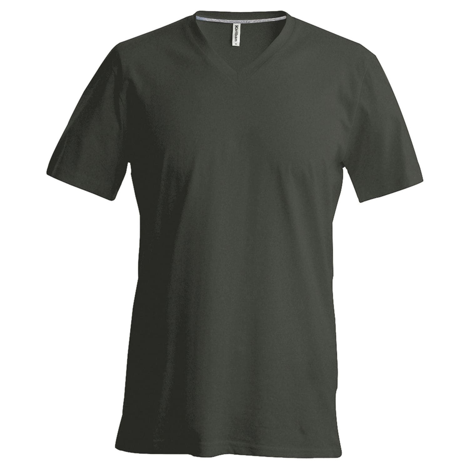 Kariban Mens Short-Sleeved V-Neck T-Shirt Khaki S