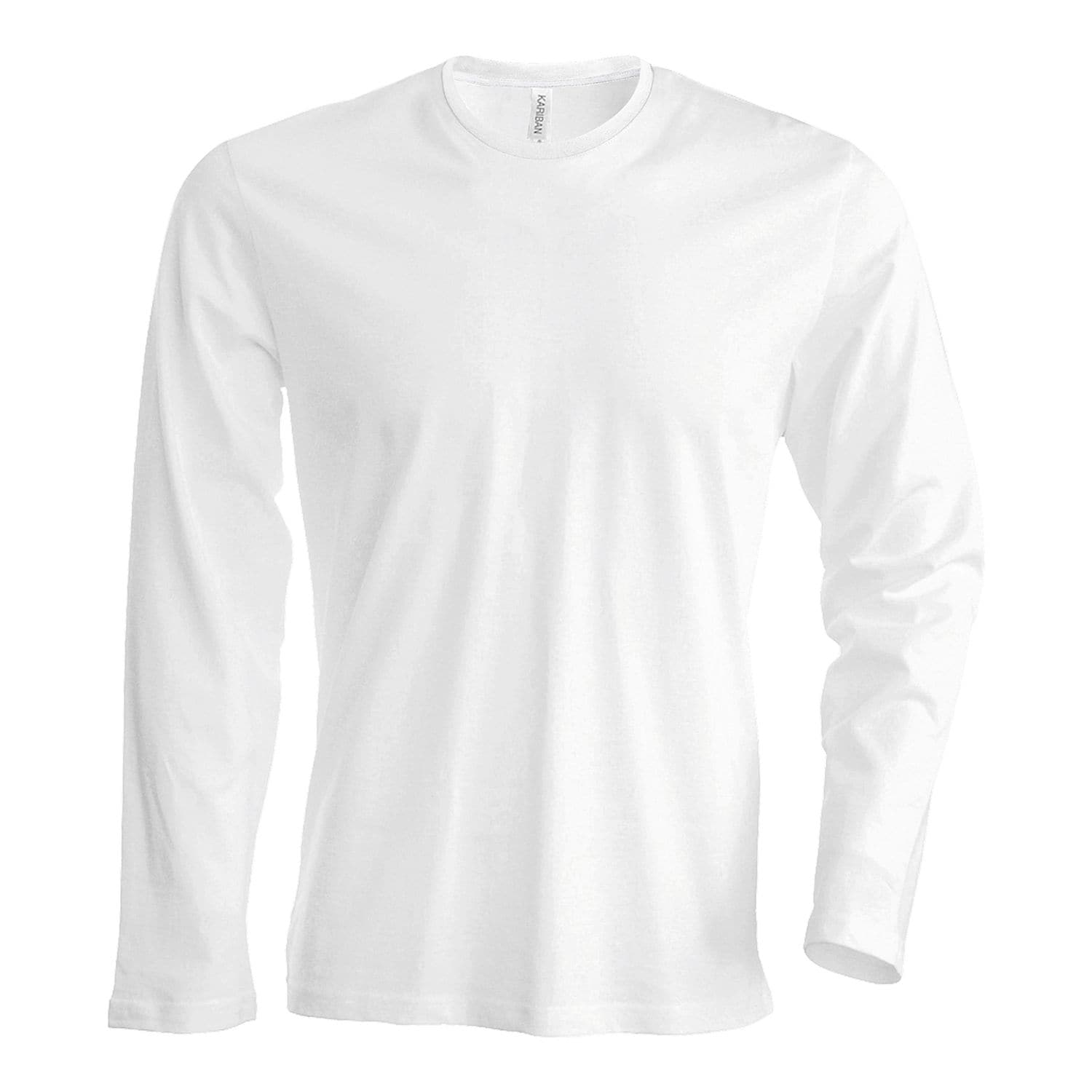 Kariban Mens Long-Sleeved Crew Neck T-Shirt White 2XL