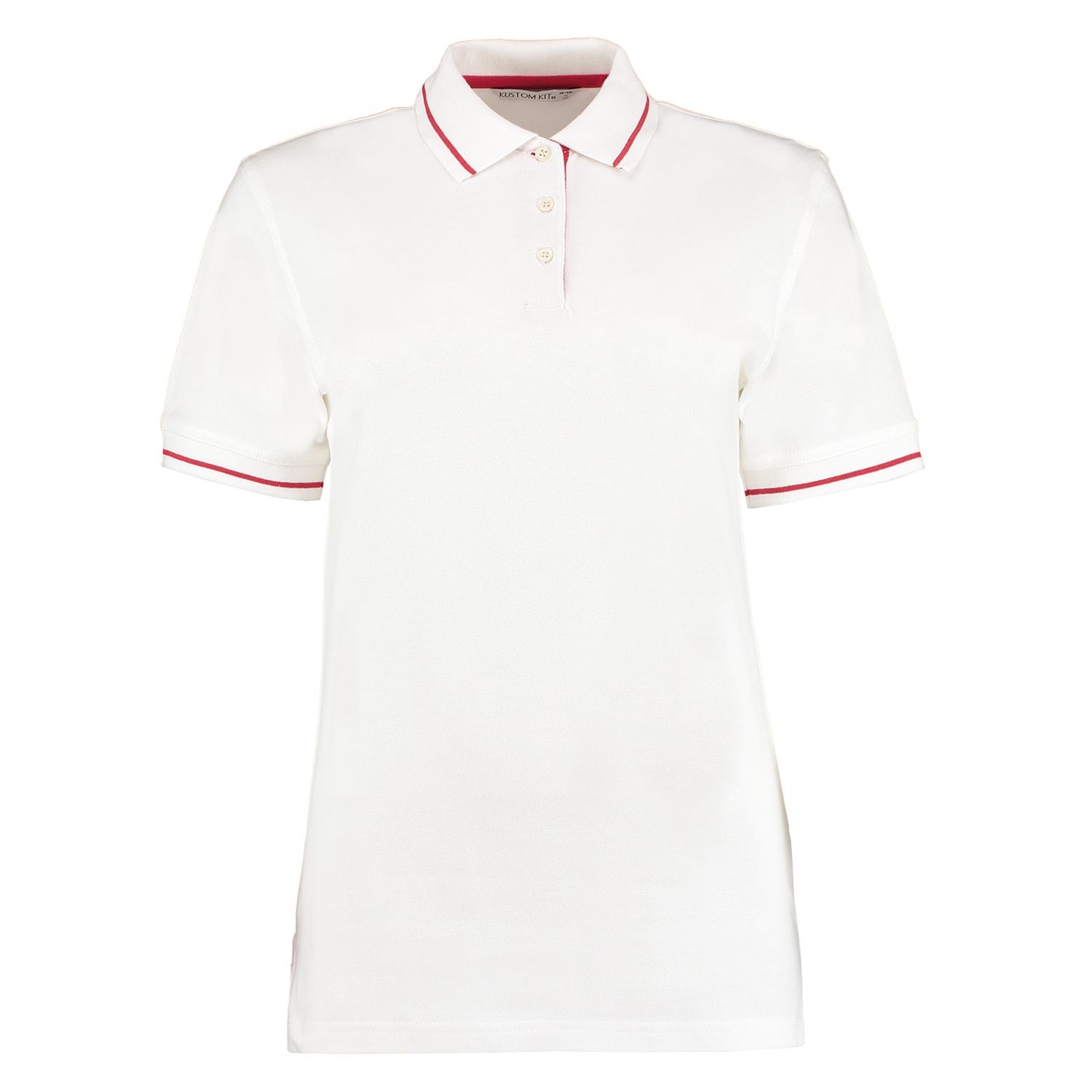 Kustom Kit Women's ST Mellion Polo (Classic Fit) White/Red 16