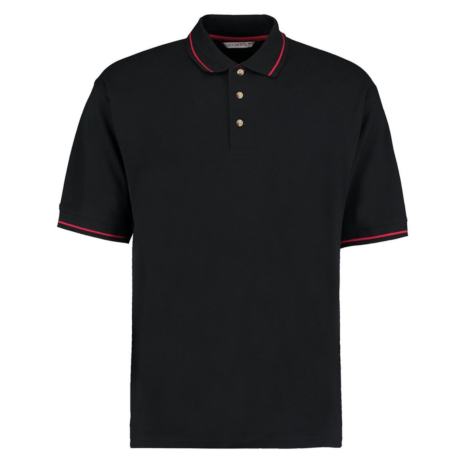 Kustom Kit ST Mellion Polo (Classic Fit) Black/Bright Red S