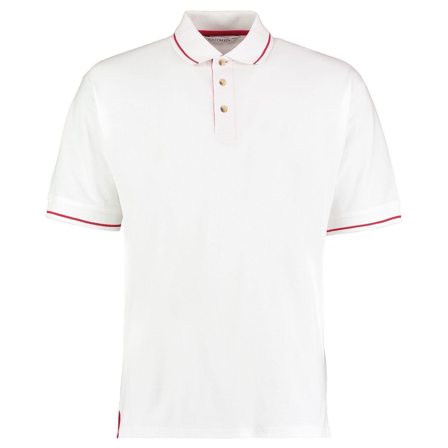 Kustom Kit ST Mellion Polo (Classic Fit) White/Red XL