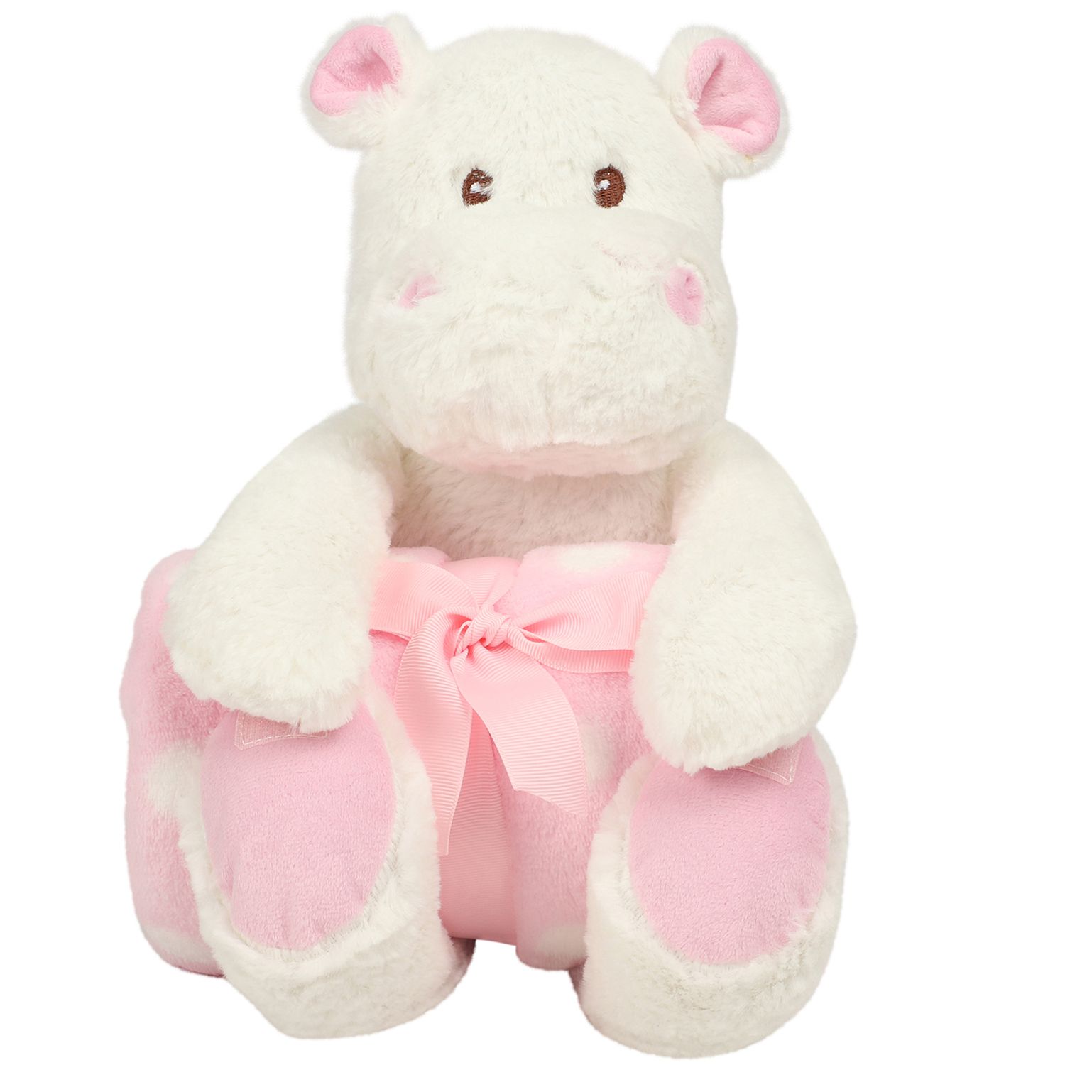 Mumbles Hippo with Blanket White/Pink One Size