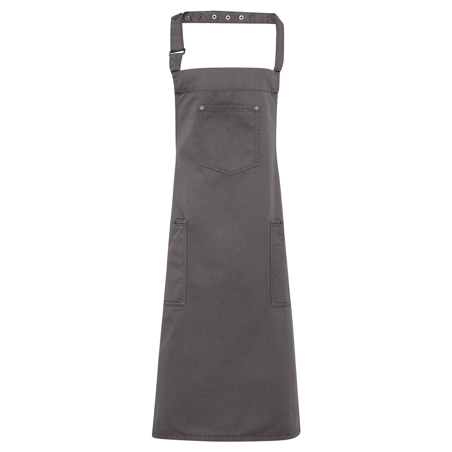 Premier Chino Cotton Bib Apron Steel One Size