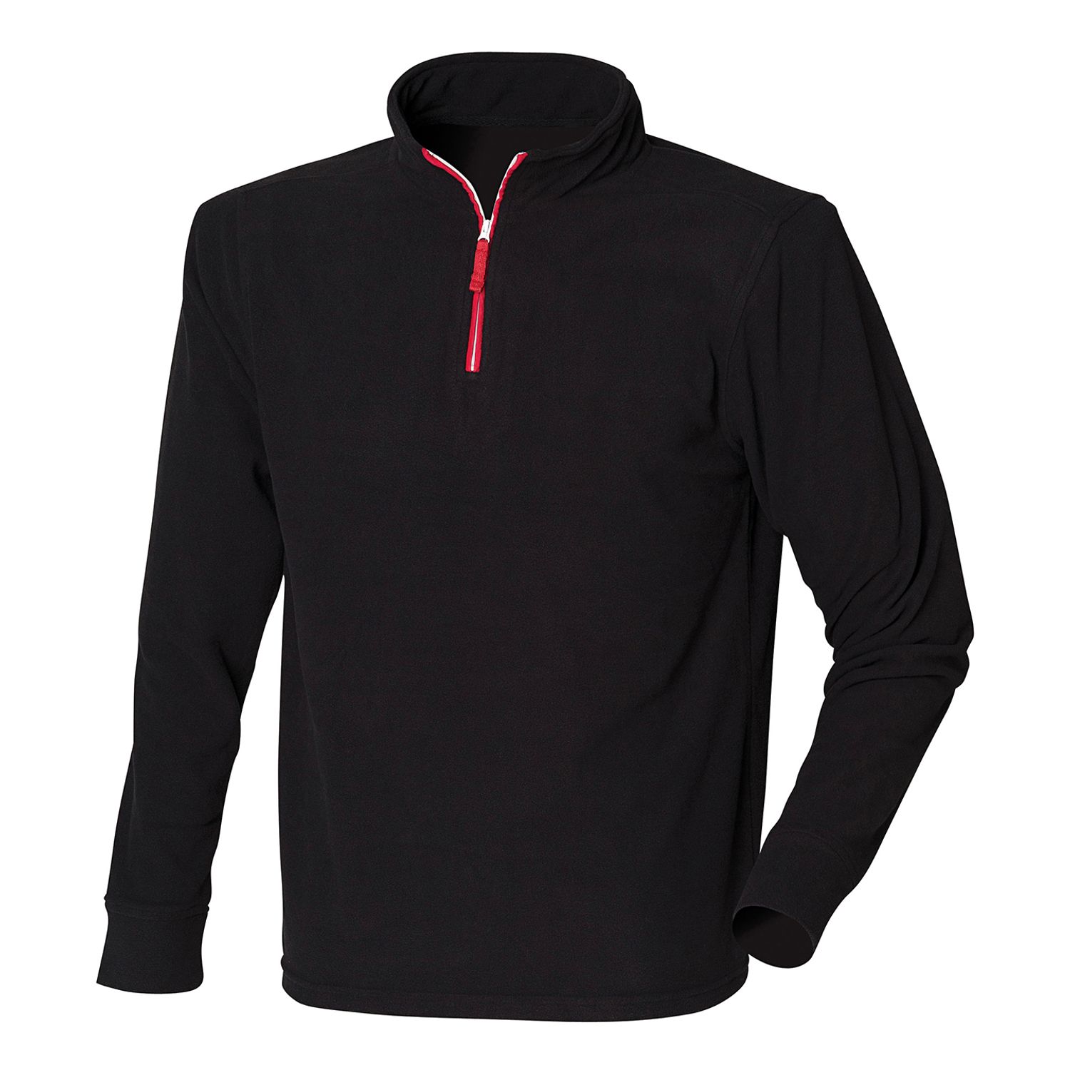 Finden + Hales Zip Long Sleeve Fleece Piped Black/Red/White 2XL