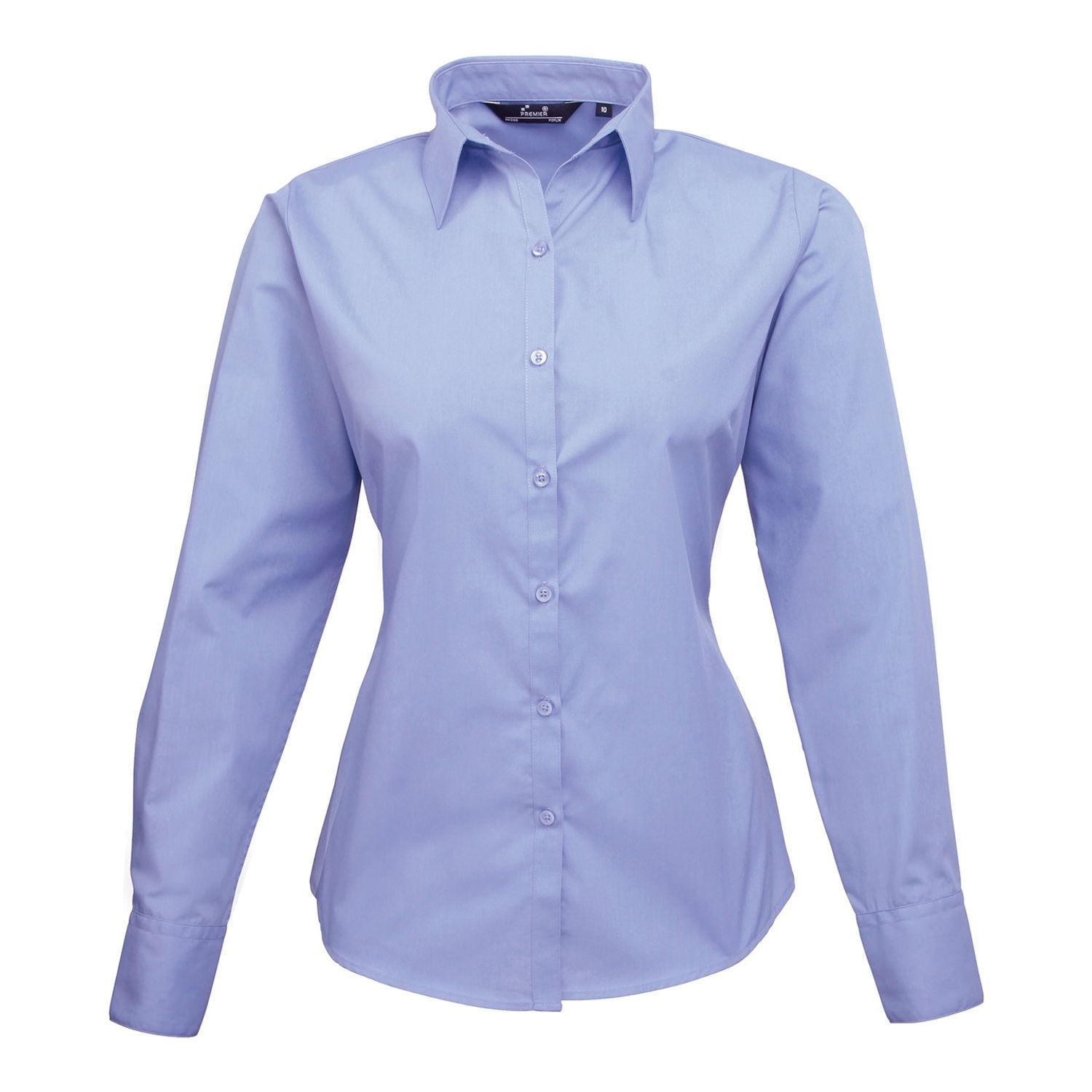 Premier Women's Poplin Long Sleeve Blouse Mid Blue* 10