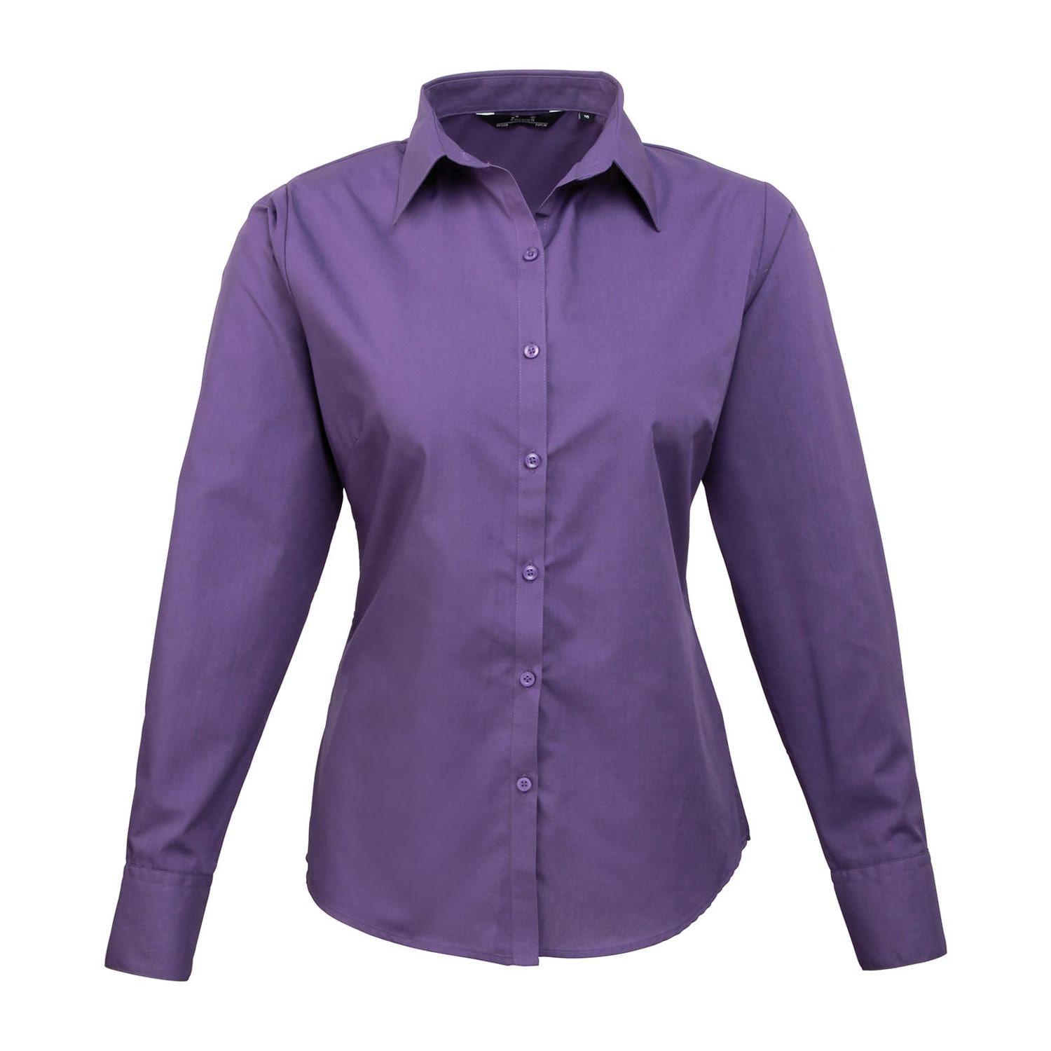 Premier Women's Poplin Long Sleeve Blouse Purple* 14