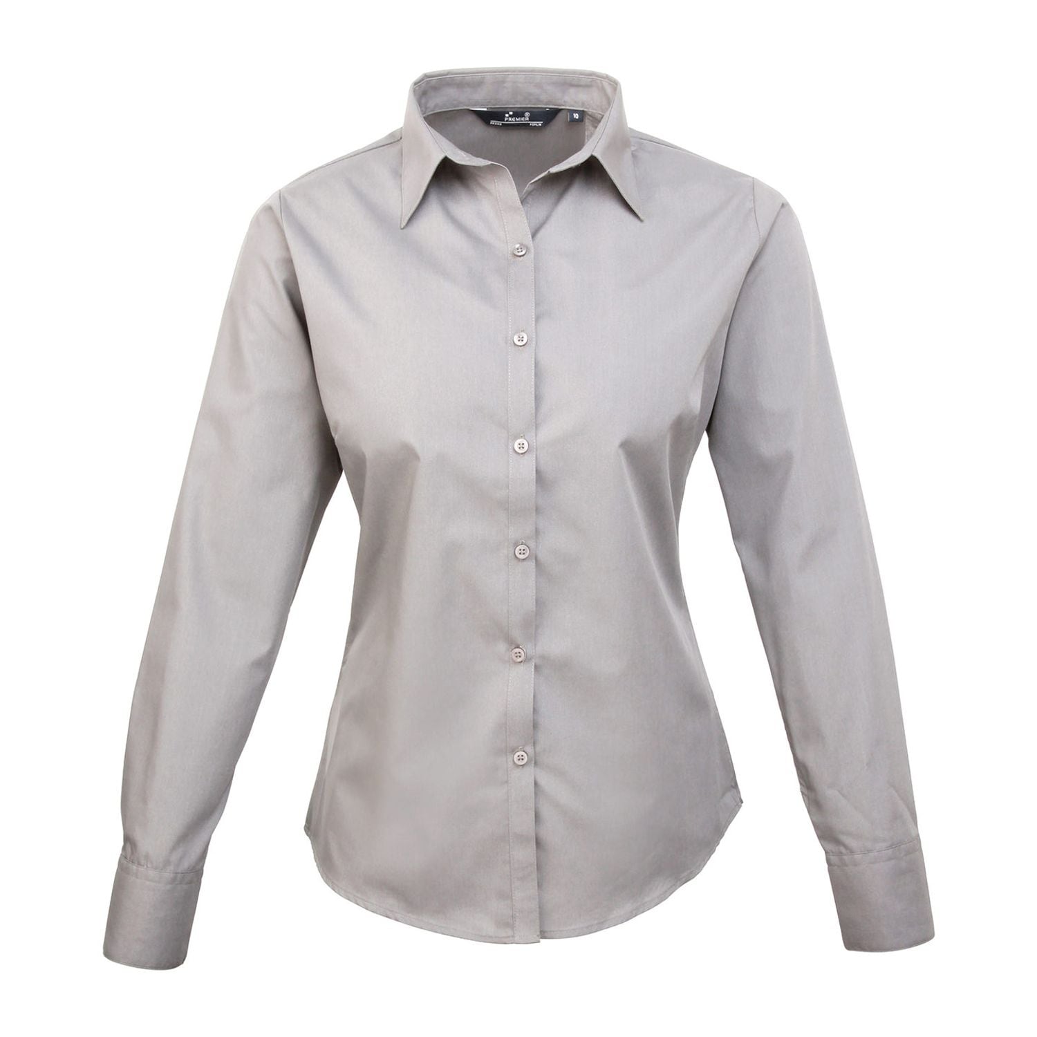 Premier Women's Poplin Long Sleeve Blouse Silver 18