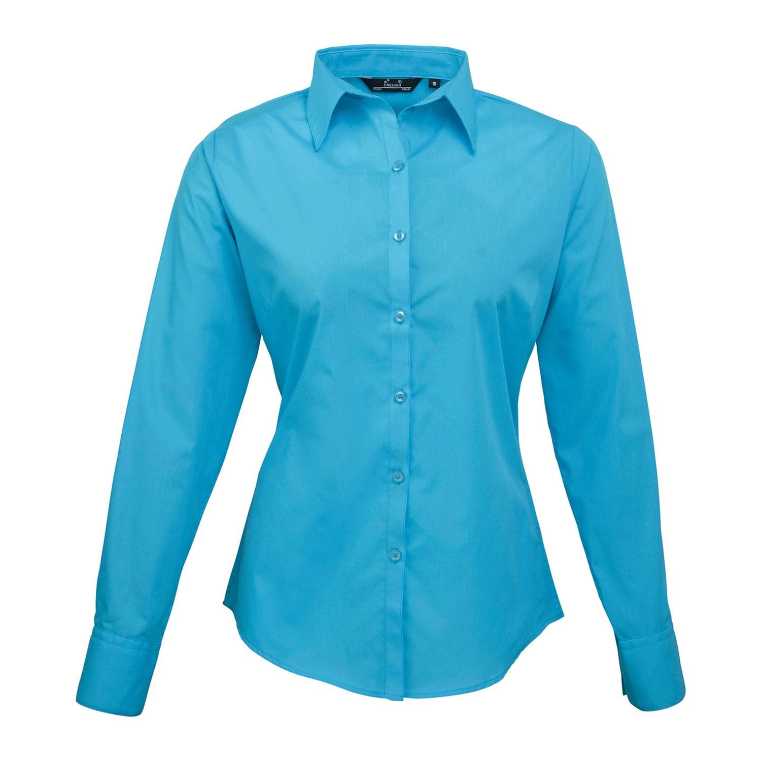 Premier Women's Poplin Long Sleeve Blouse Turquoise 12