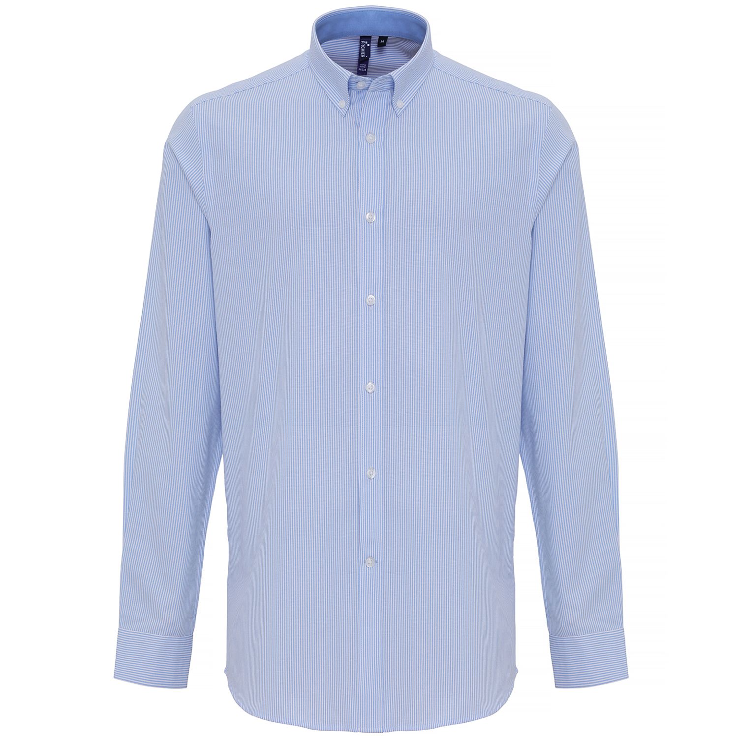 Premier Cotton-rich Oxford Stripes Shirt White/Light Blue XL