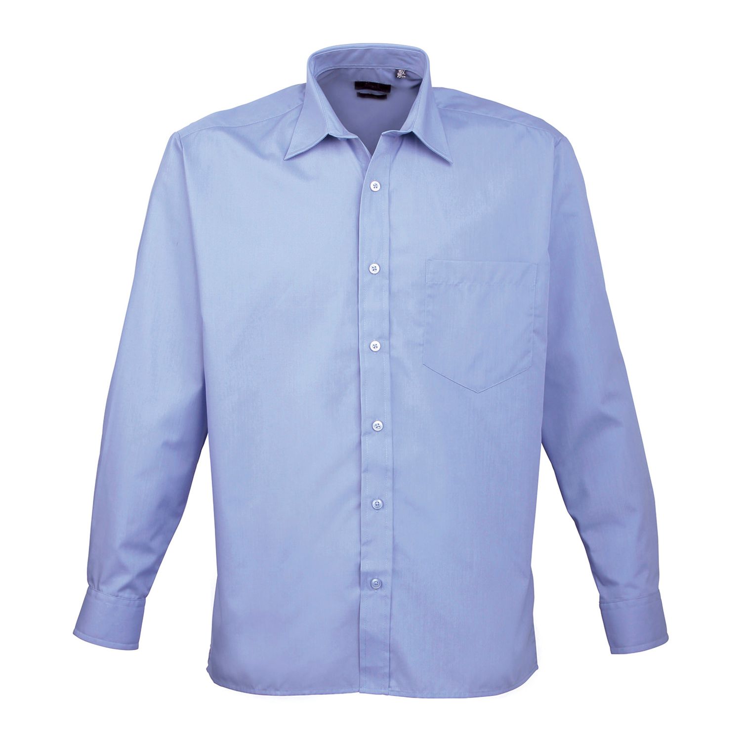 Premier Long Sleeve Poplin Shirt Mid Blue* 19