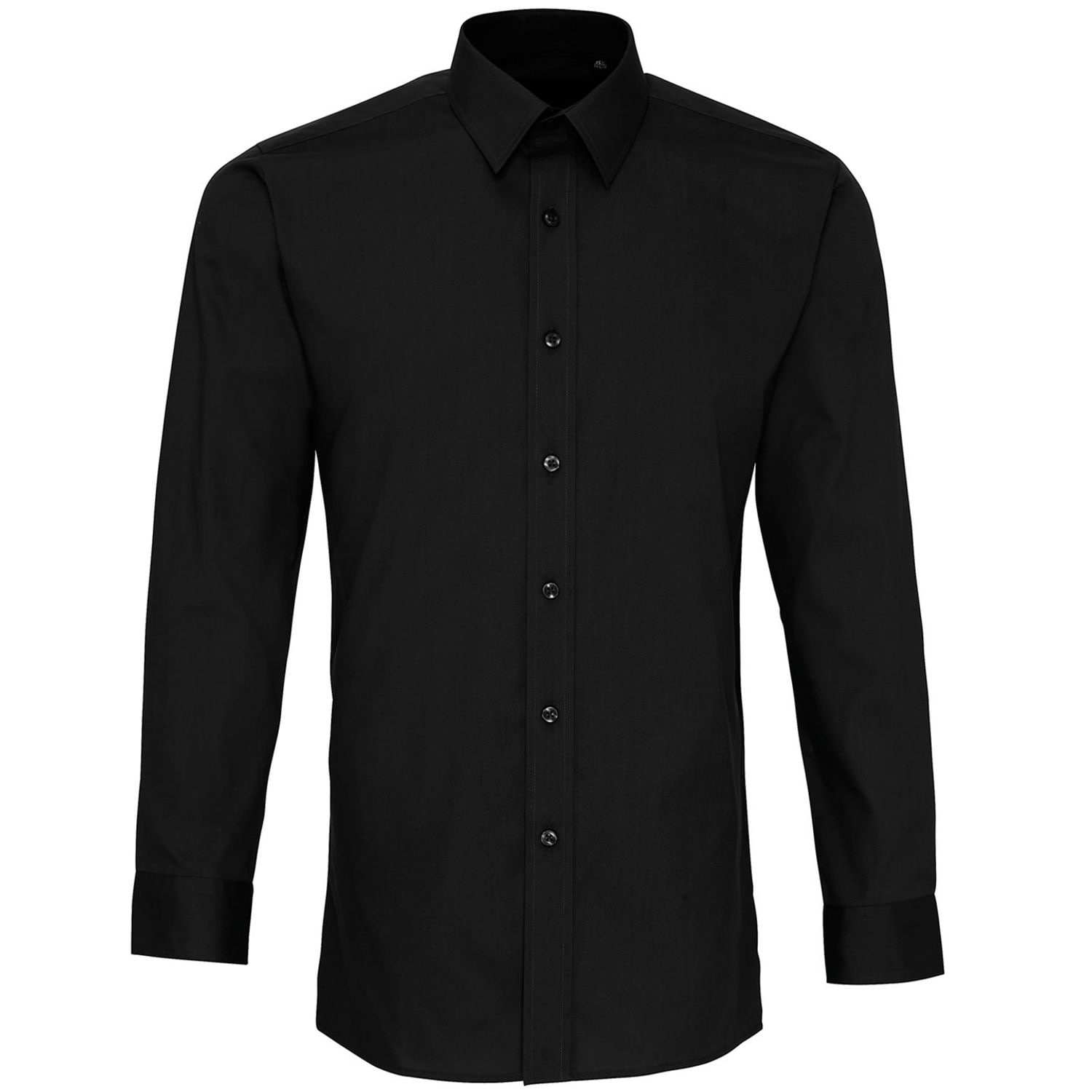 Premier Poplin Fitted Long Sleeve Shirt Black 15.5