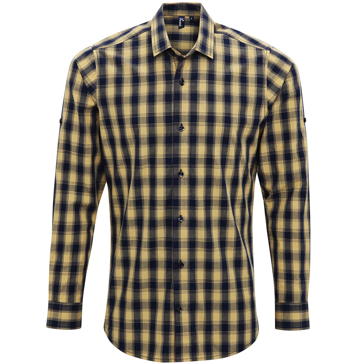 Premier Mulligan Check Cotton Long Sleeve Shirt Camel/Navy XL