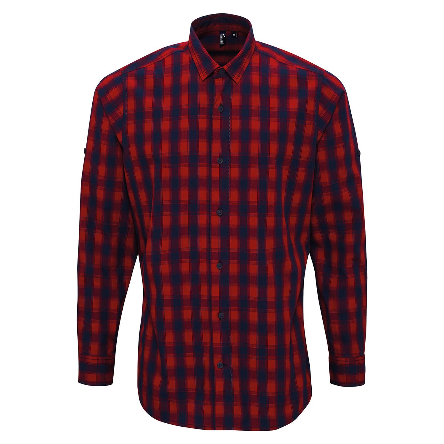 Premier Mulligan Check Cotton Long Sleeve Shirt Red/Navy S