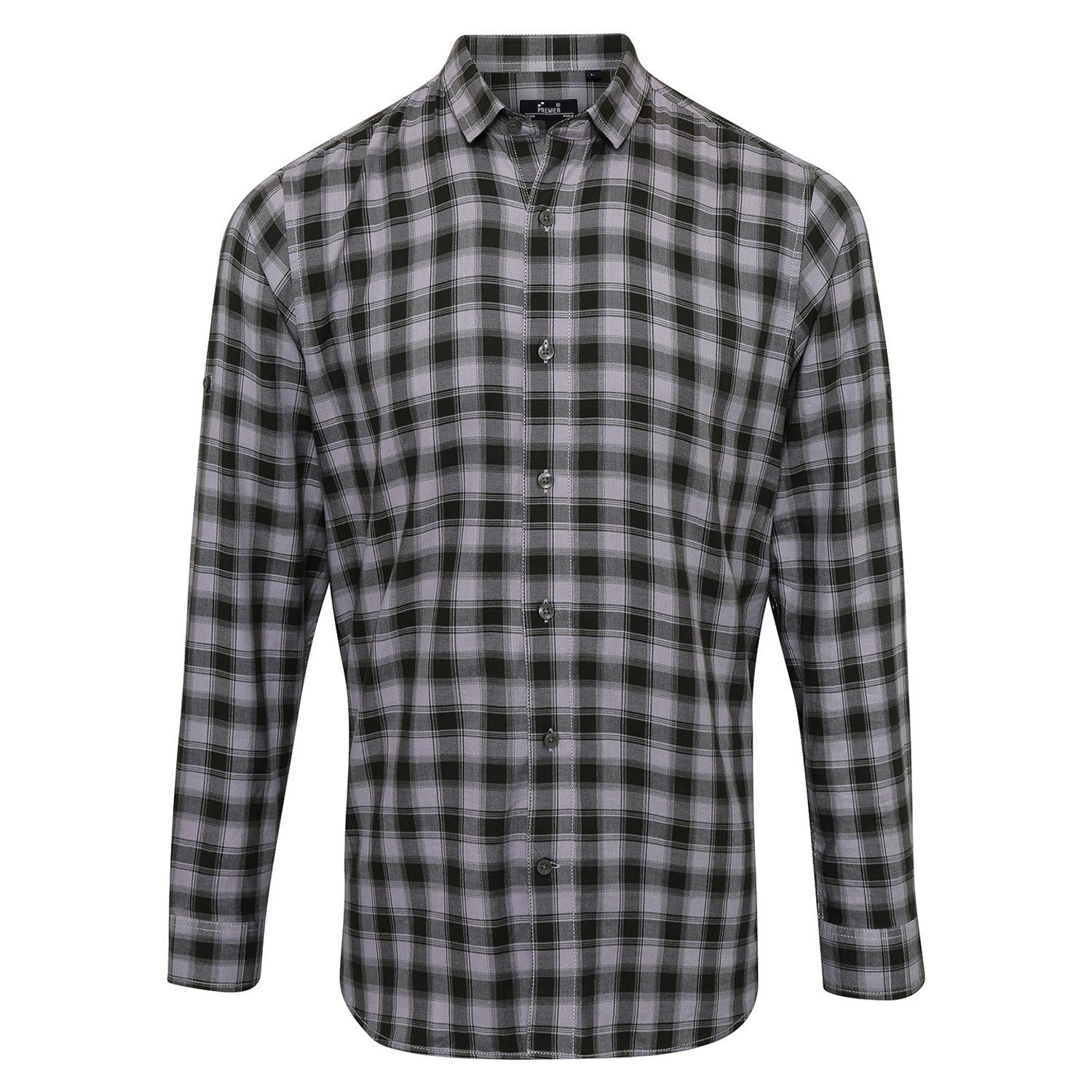 Premier Mulligan Check Cotton Long Sleeve Shirt Steel/Black 3XL