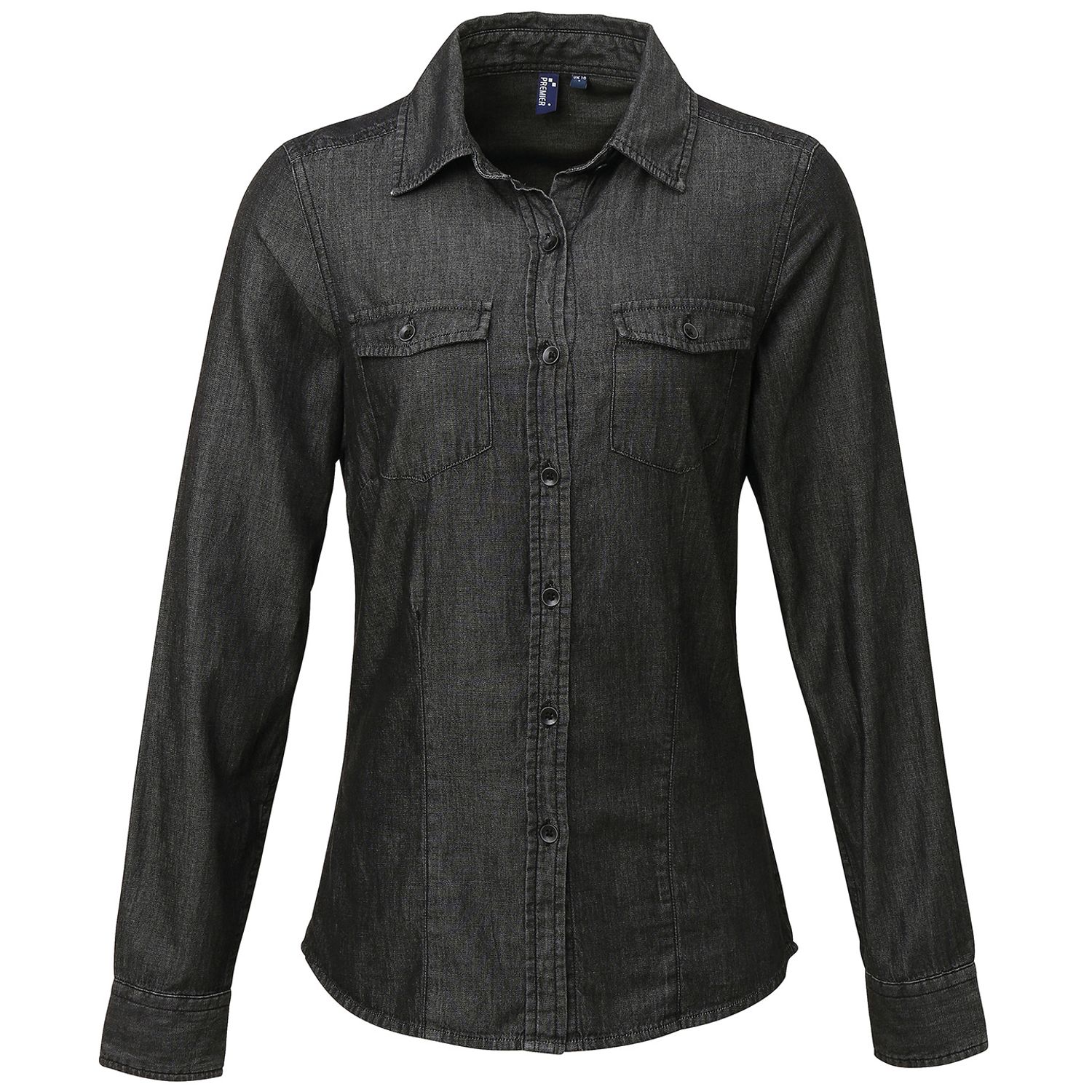 Premier Women's Jeans Stitch Denim Shirt Black Denim L