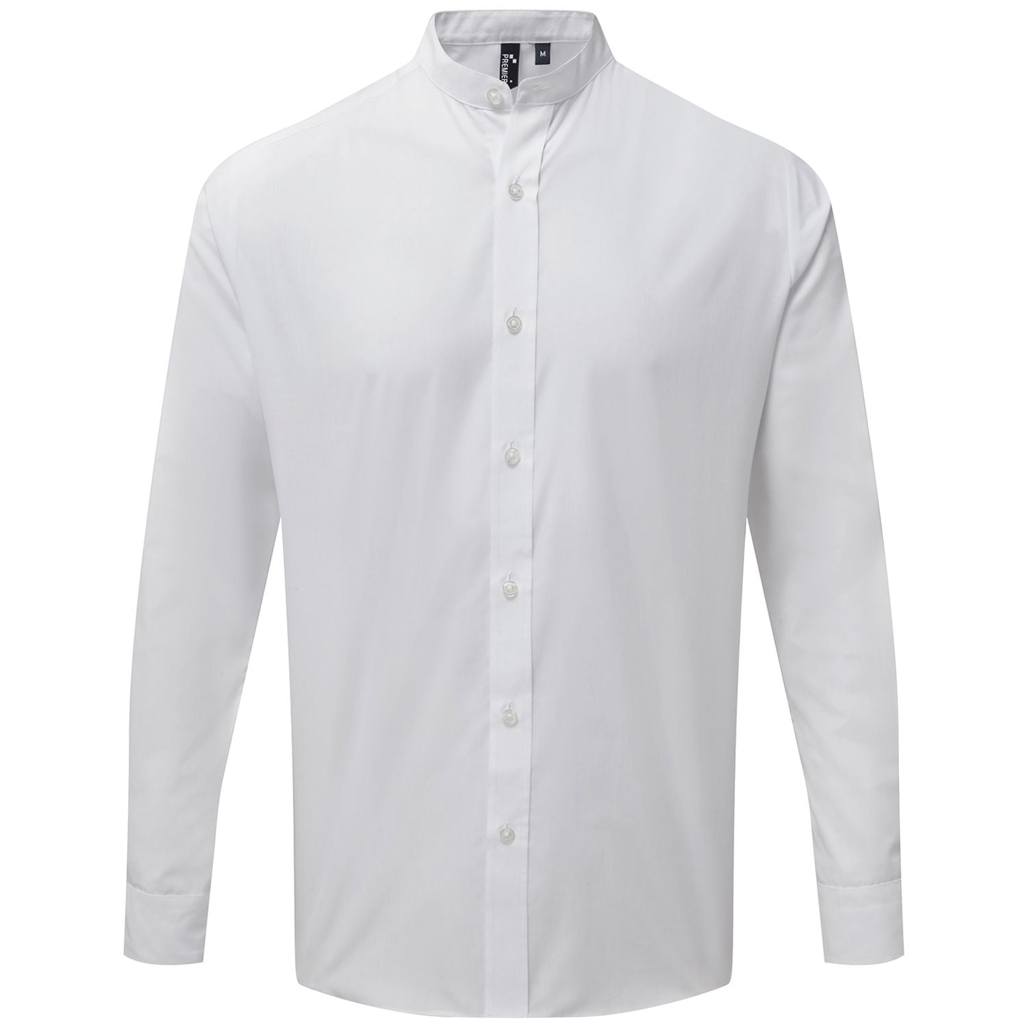 Premier Banded Collar Grandad Long Sleeve Shirt White XS