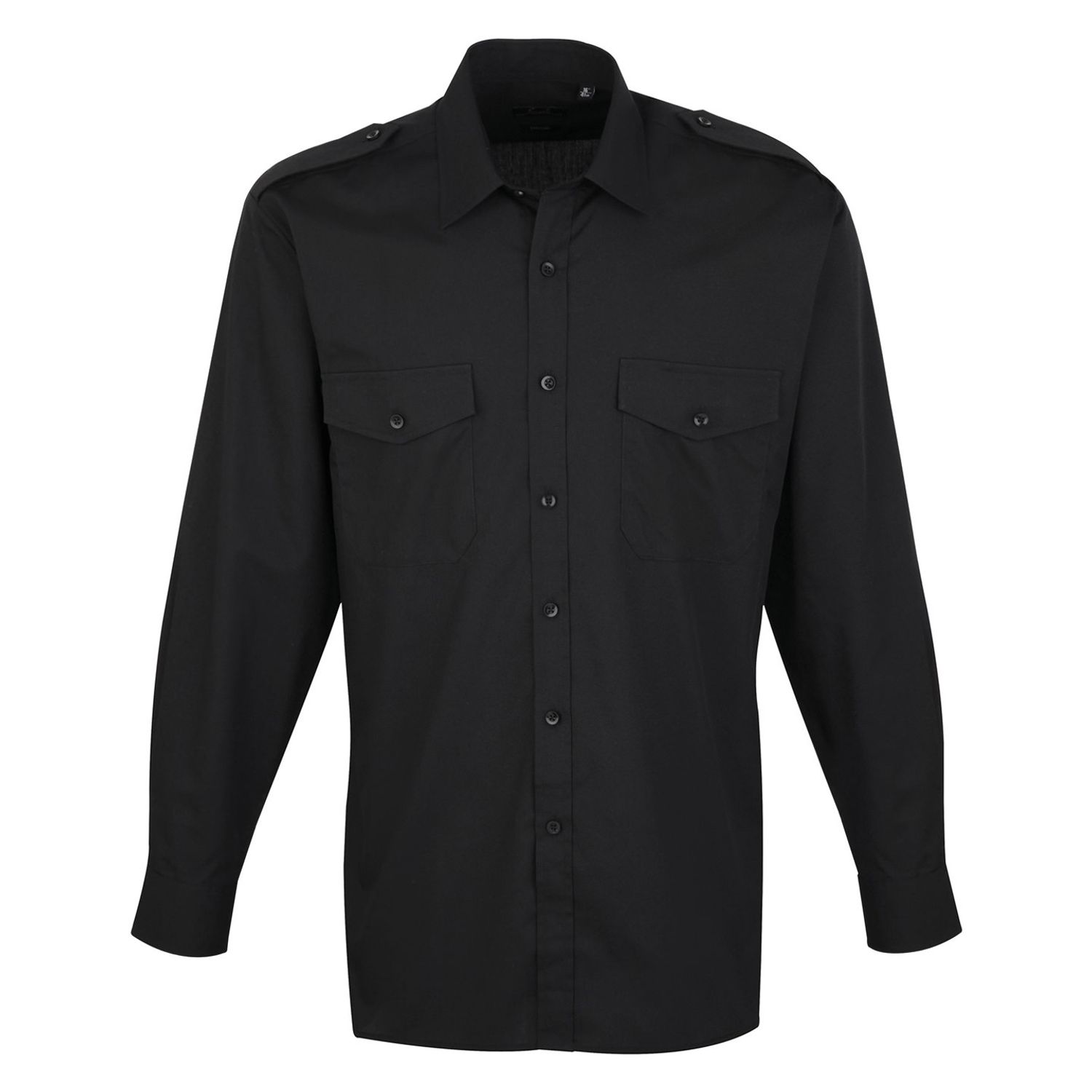 Premier Long Sleeve Pilot Shirt Black 18.5