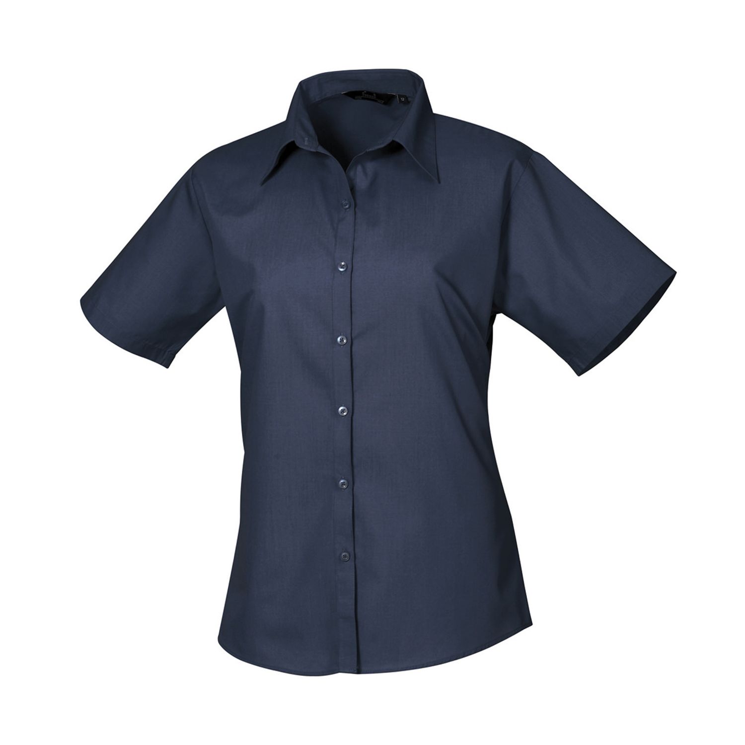 Premier Women's Short Sleeve Poplin Blouse Navy* 8