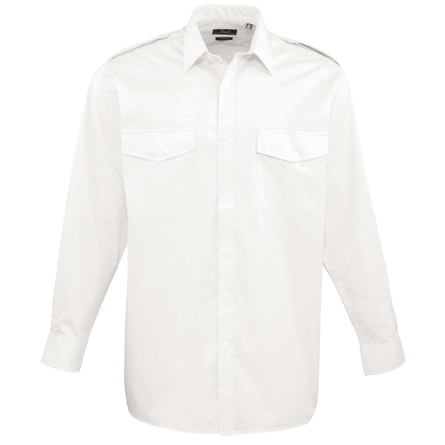 Premier Long Sleeve Pilot Shirt White 17.5