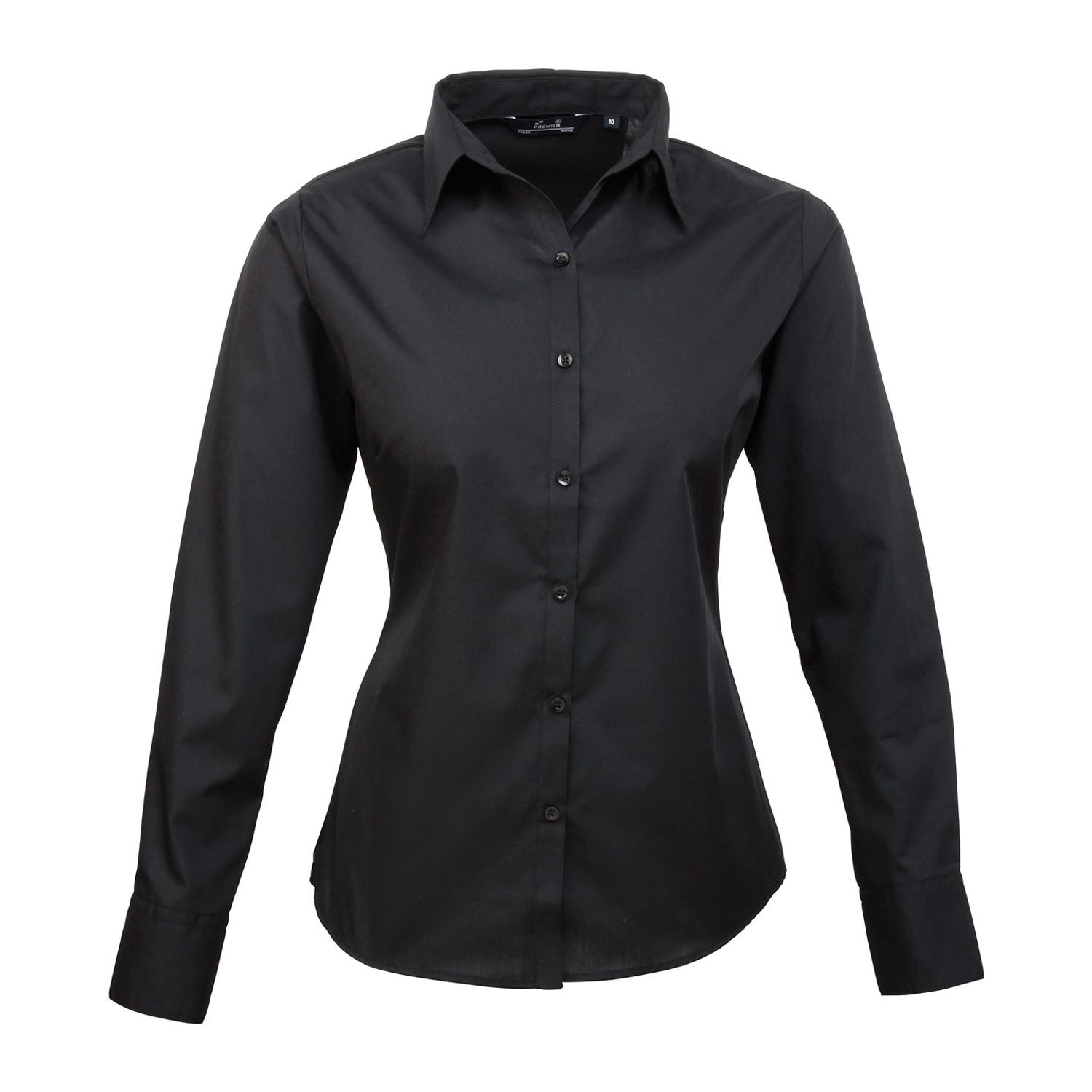 Premier Women's Poplin Long Sleeve Blouse Black* 10