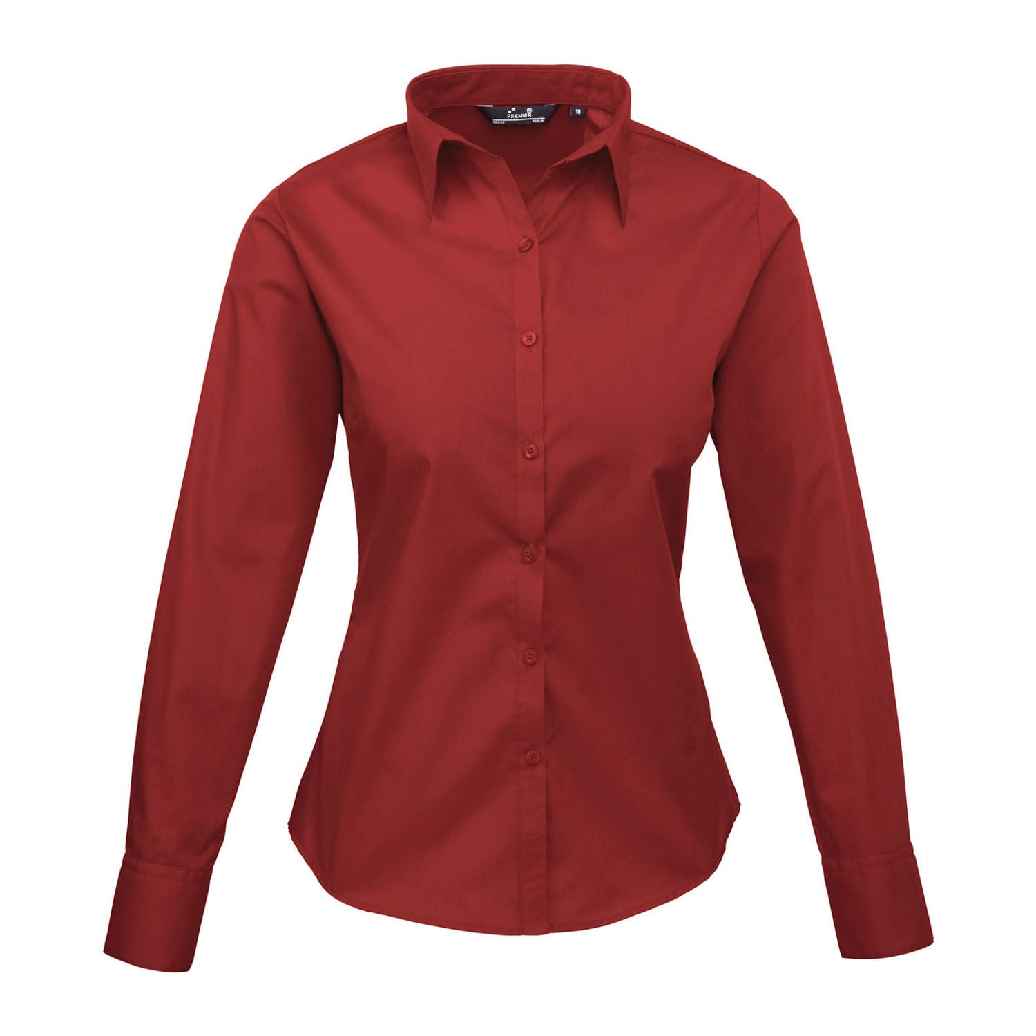 Premier Women's Poplin Long Sleeve Blouse Burgundy* 10