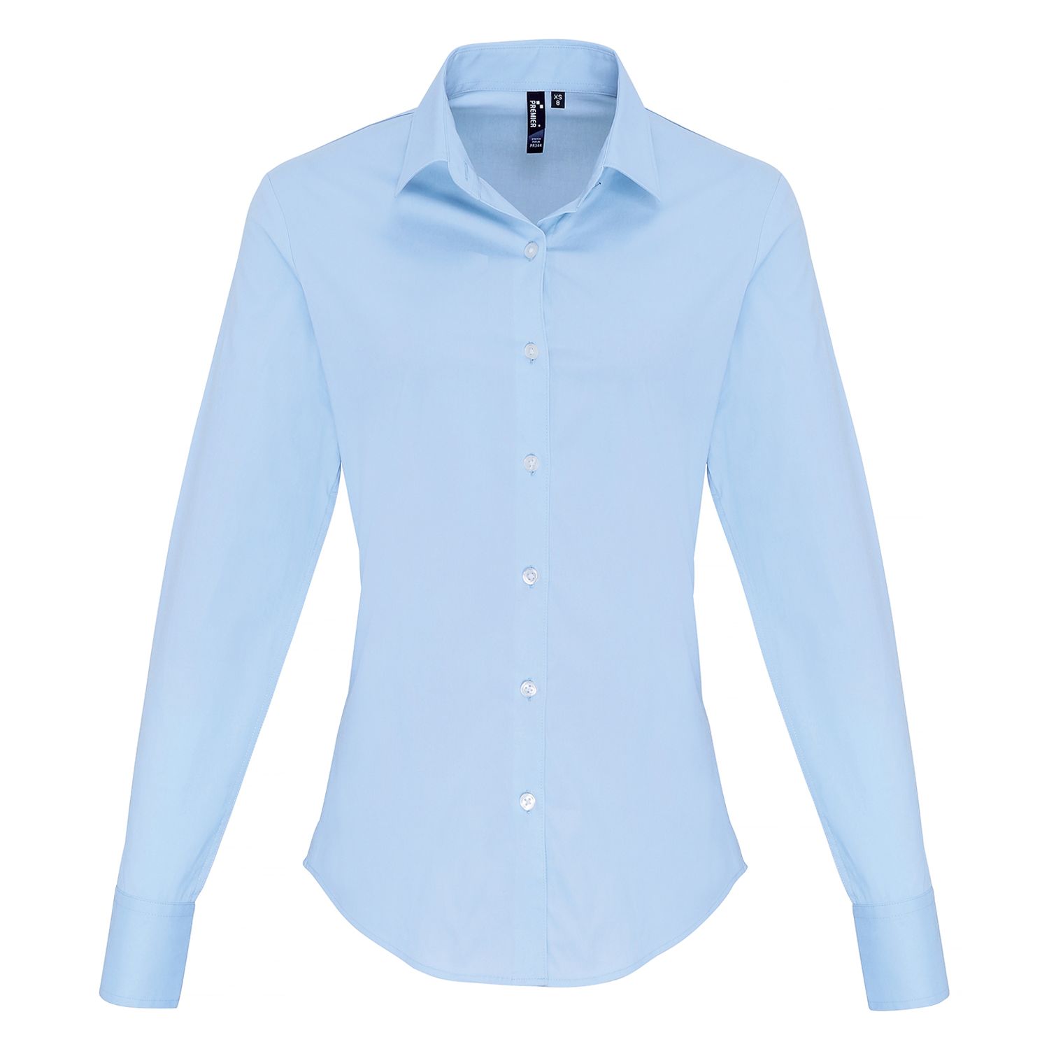 Premier Women's Stretch Fit Cotton Poplin Long Sleeve Blouse Pale Blue S
