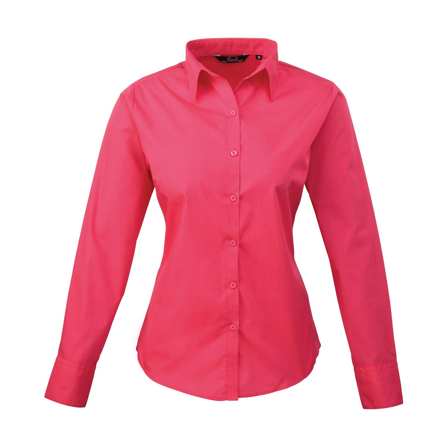 Premier Women's Poplin Long Sleeve Blouse Hot Pink 18