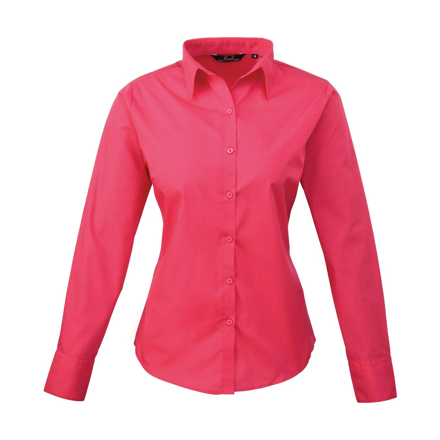 Premier Women's Poplin Long Sleeve Blouse Hot Pink 24