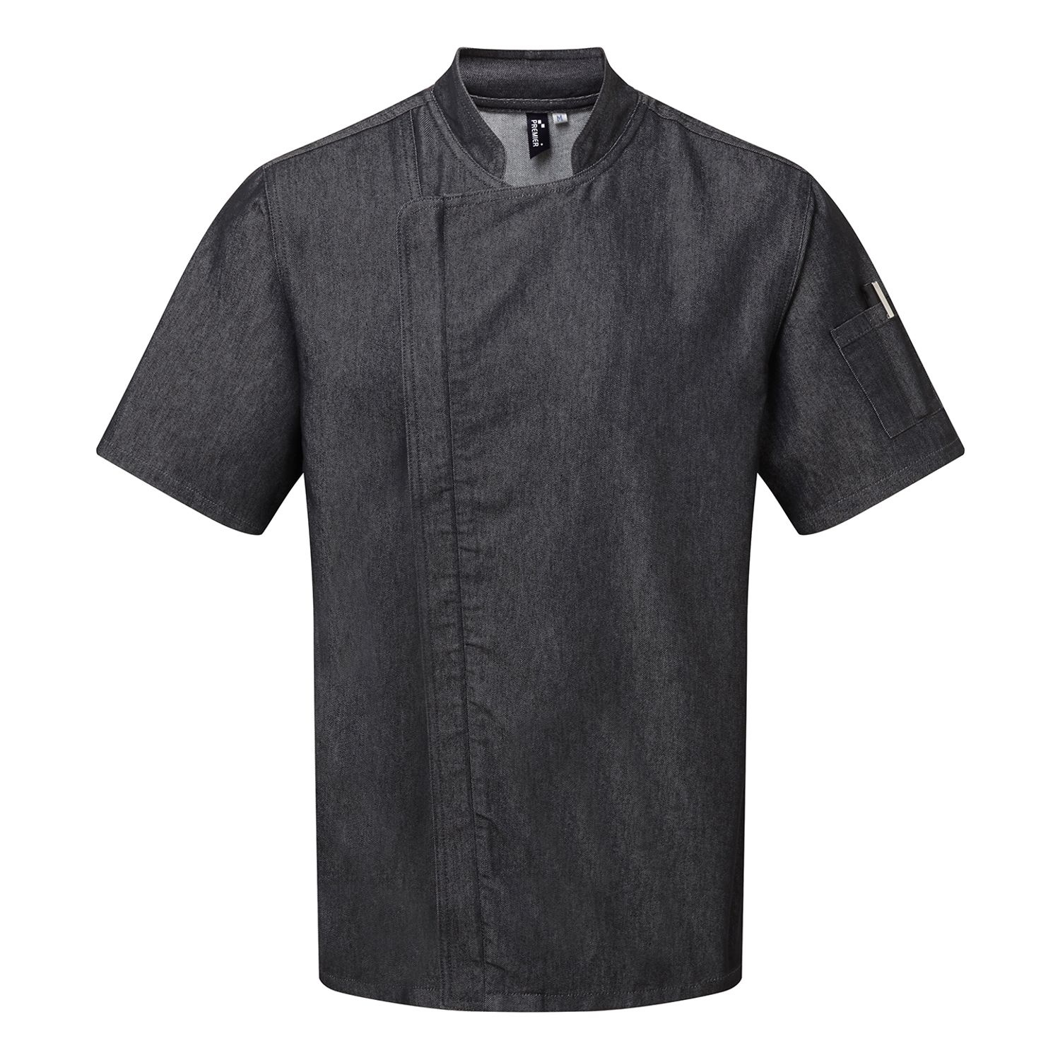 Premier Chef's Zip-close Short Sleeve Jacket Black Denim XS
