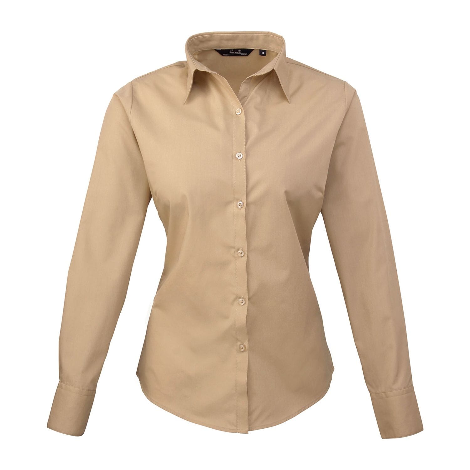Premier Women's Poplin Long Sleeve Blouse Khaki 26