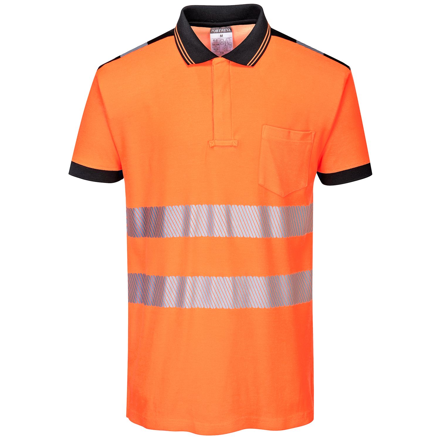 Portwest PW3 Hi-vis Polo Shirt (T180) Orange/Black L